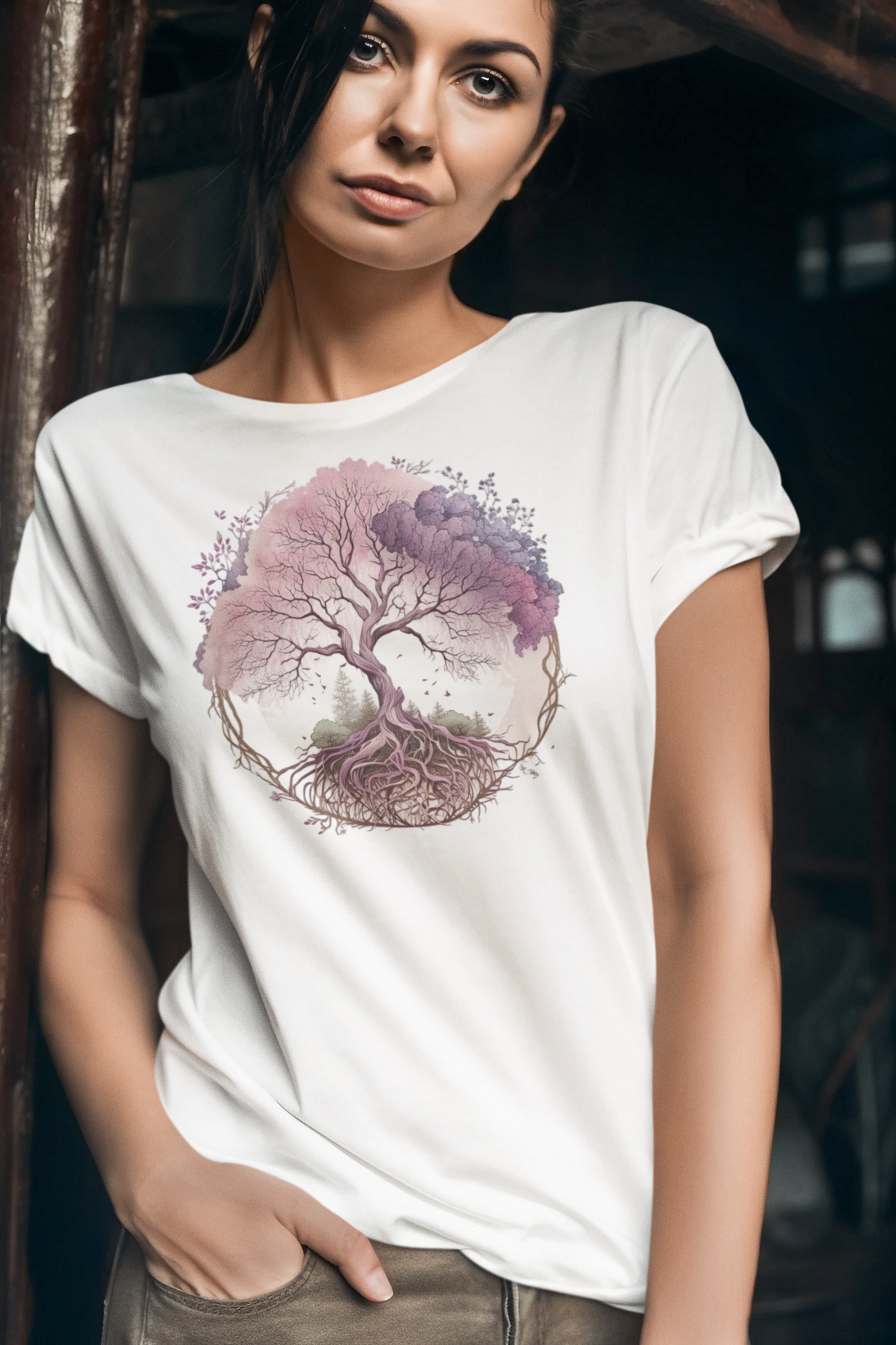 Kawaii Unisex Anime T-shirt - Pink Tree