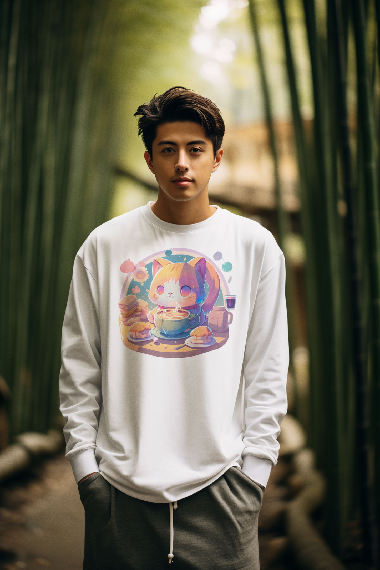 Kawaii Unisex Anime Sweatshirt - Morning Nyan