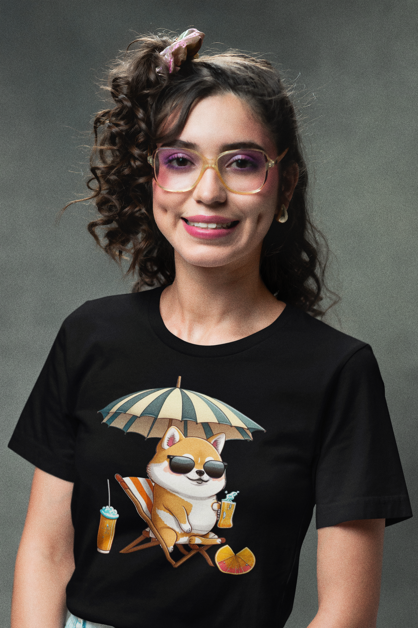 Kawaii Unisex Anime T-shirt - Shiba on the Beach