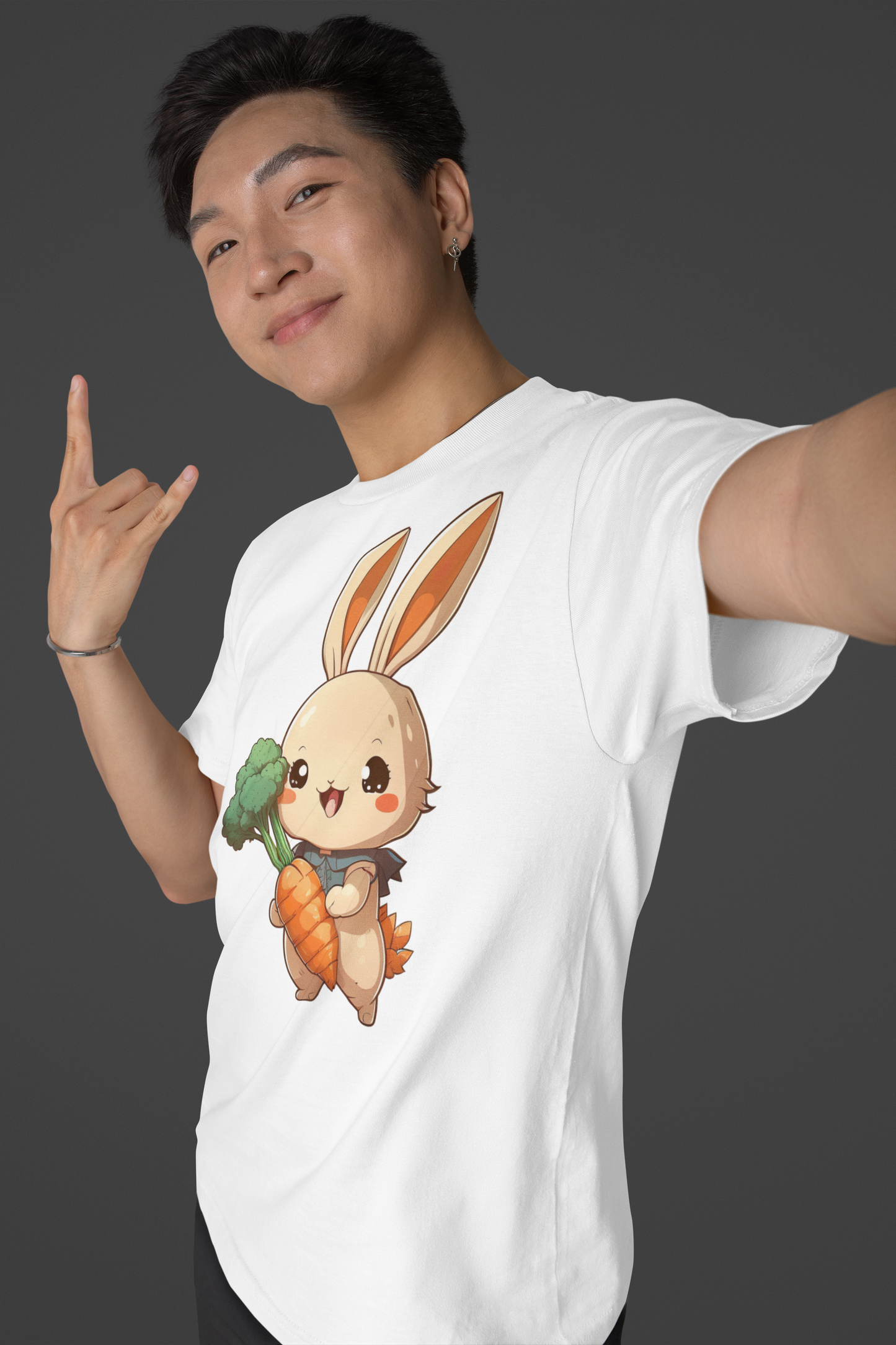 Kawaii Unisex Anime T-shirt - Hoppu the Cute Bunny