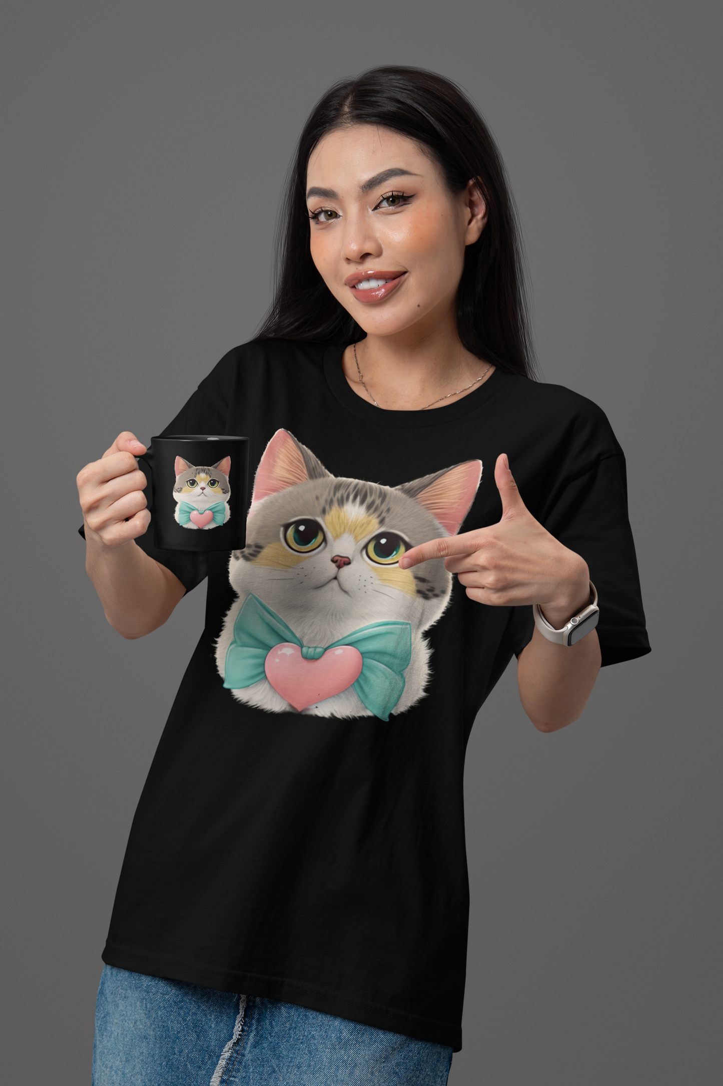 Kawaii Unisex Anime T-shirt - Oliver the Loving Cat