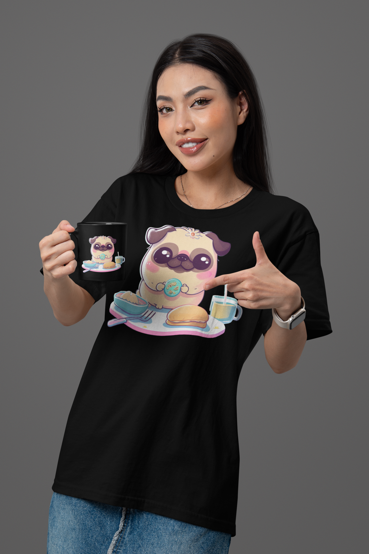 Kawaii Unisex Anime T-shirt - Mochi The Pug