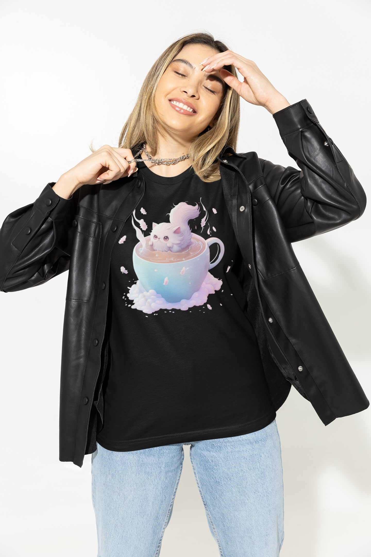 Kawaii Unisex Anime T-shirt - Latte Dream Neko