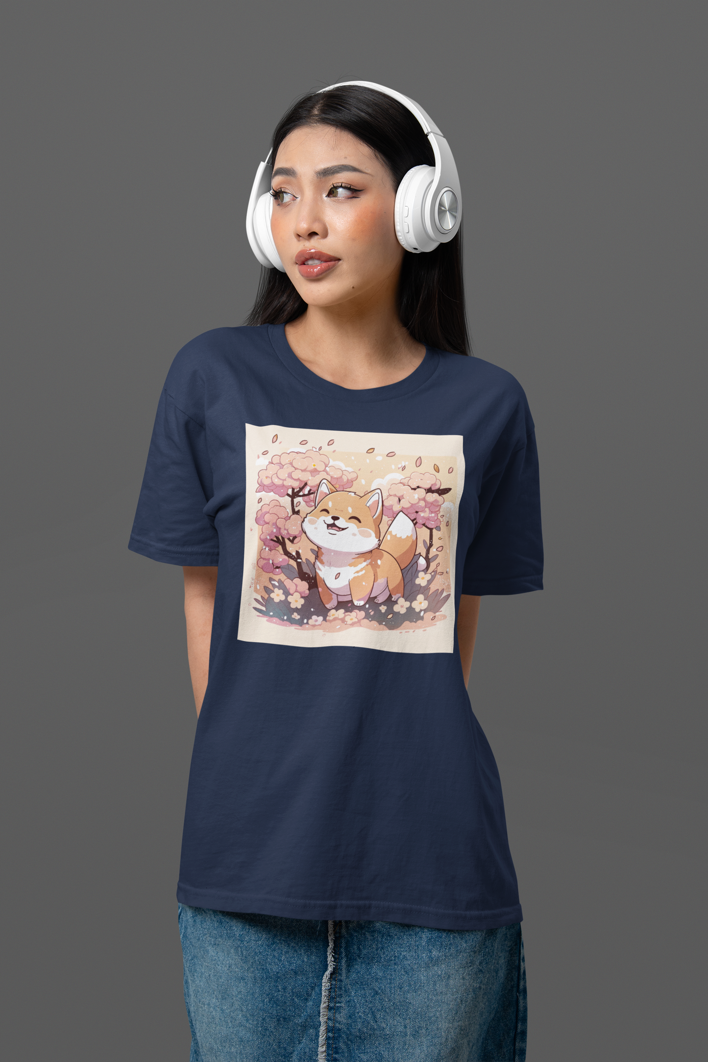 Kawaii Unisex Anime T-shirt - Autumn Shiba Adventure