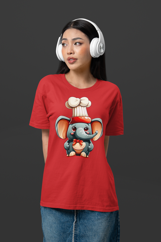 Kawaii Unisex Anime T-shirt - Elliot the Baby Elephant Chef