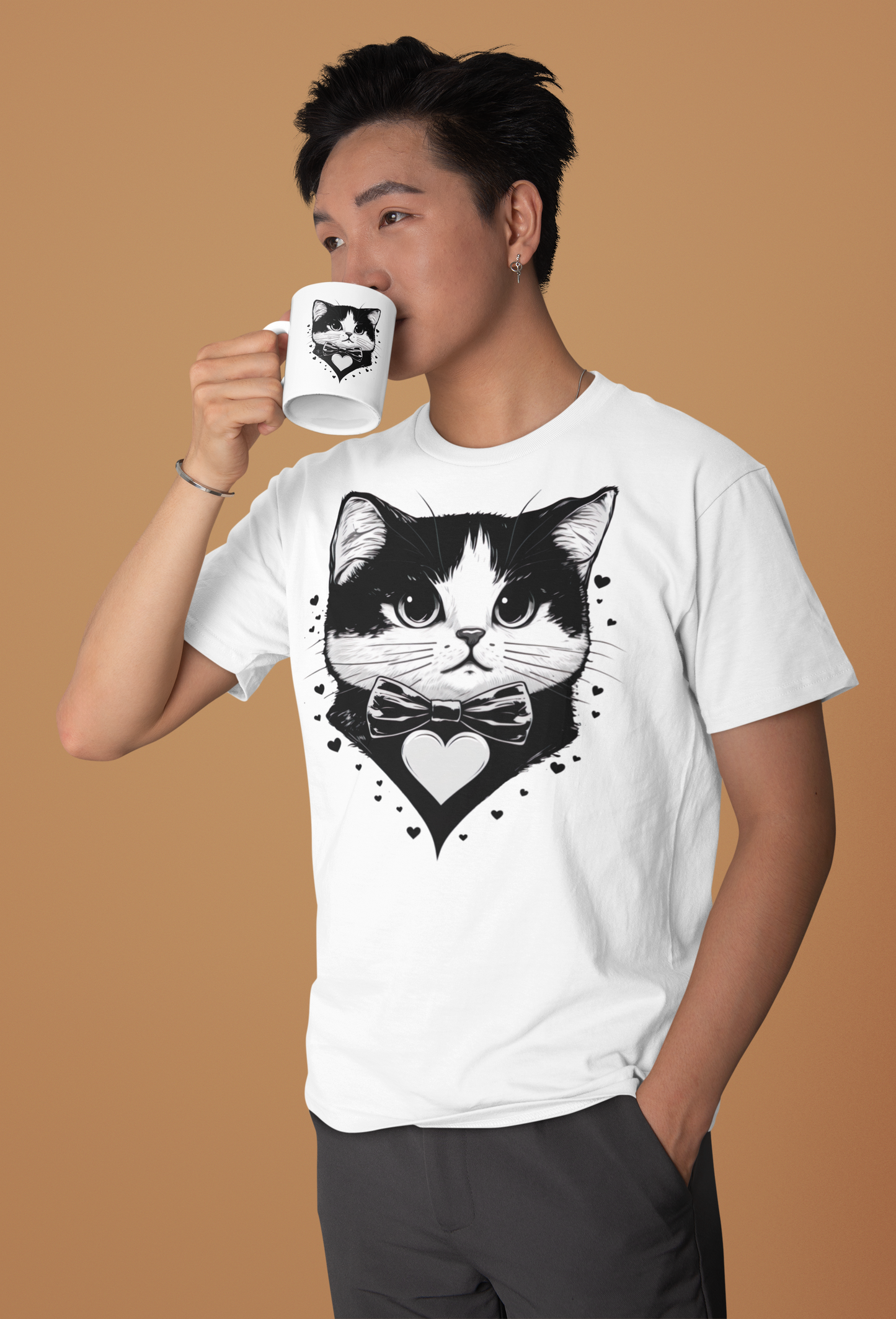 Kawaii Unisex Anime T-shirt - Purrington the Gentleman Cat