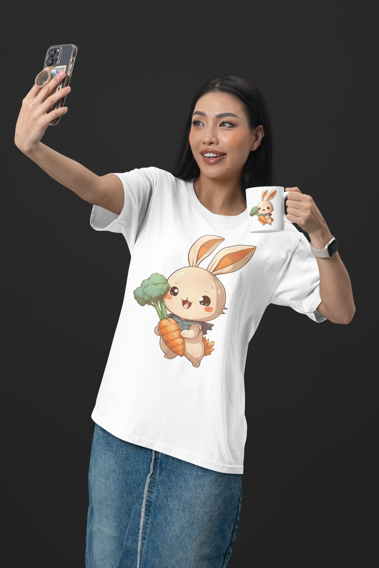 Kawaii Unisex Anime T-shirt - Hoppu the Cute Bunny