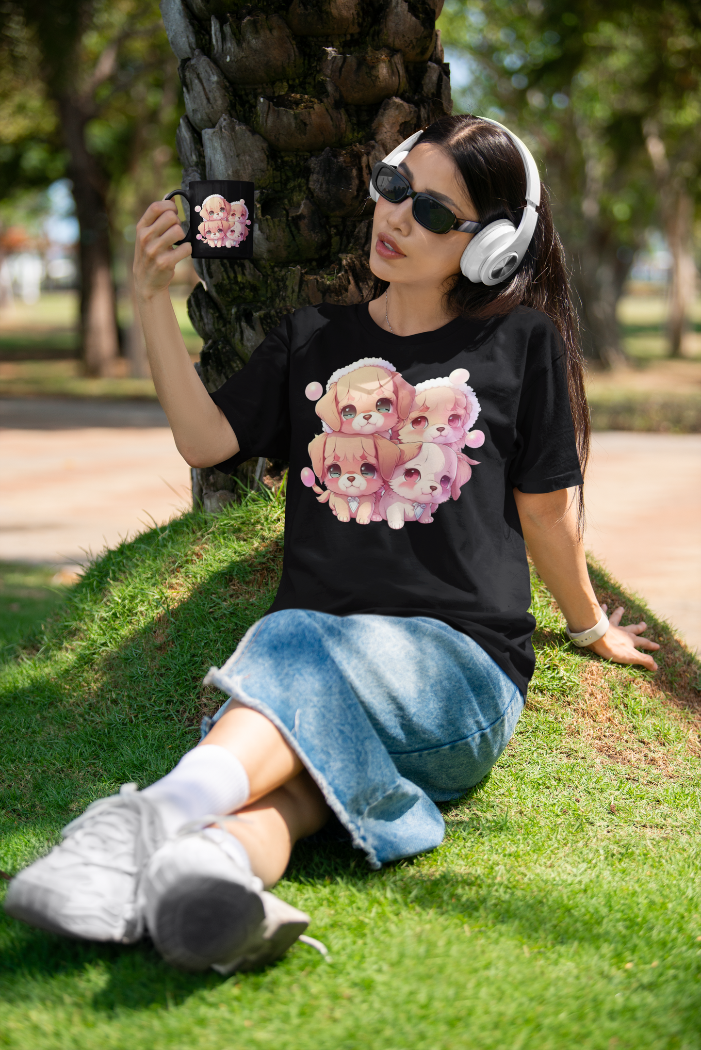 Kawaii Unisex Anime T-shirt - Best Wishes Puppies