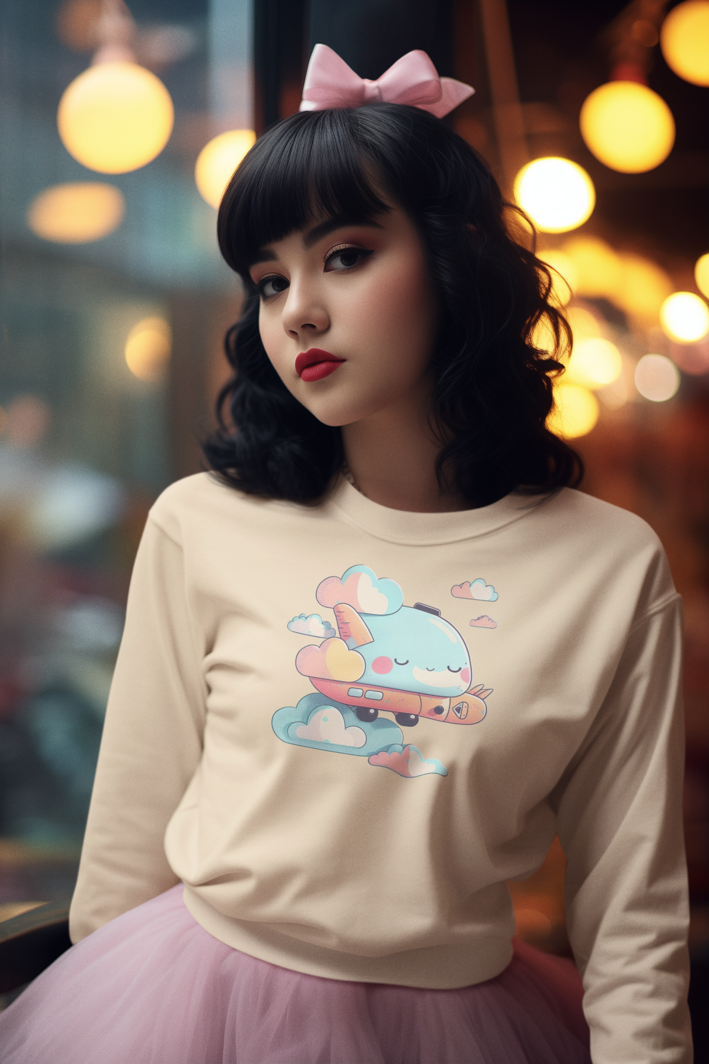 Kawaii Unisex Anime Sweatshirt - Sora-kun the Dreamy Sky Wanderer