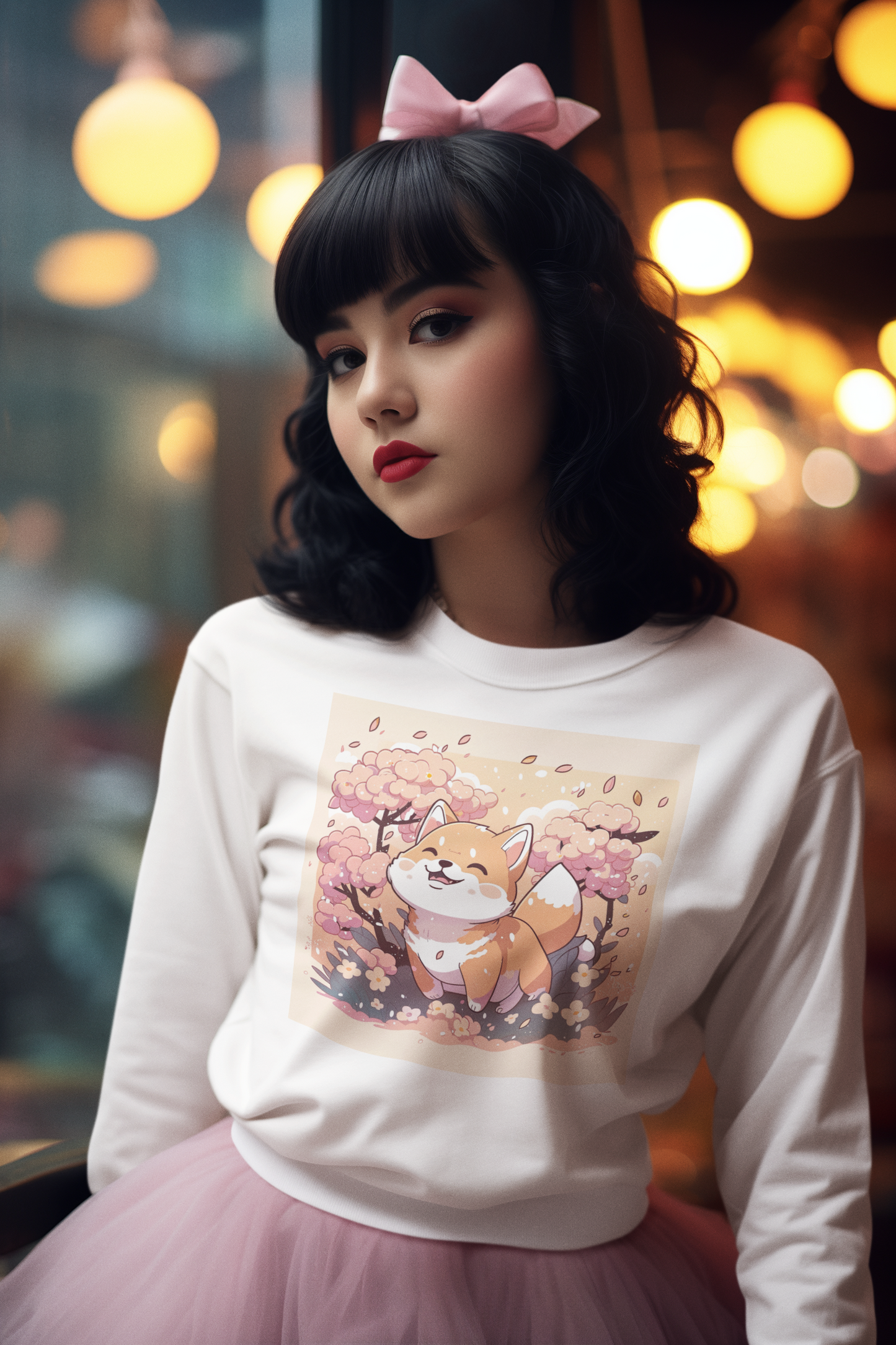 Kawaii Unisex Anime Sweatshirt - Autumn Shiba Adventure