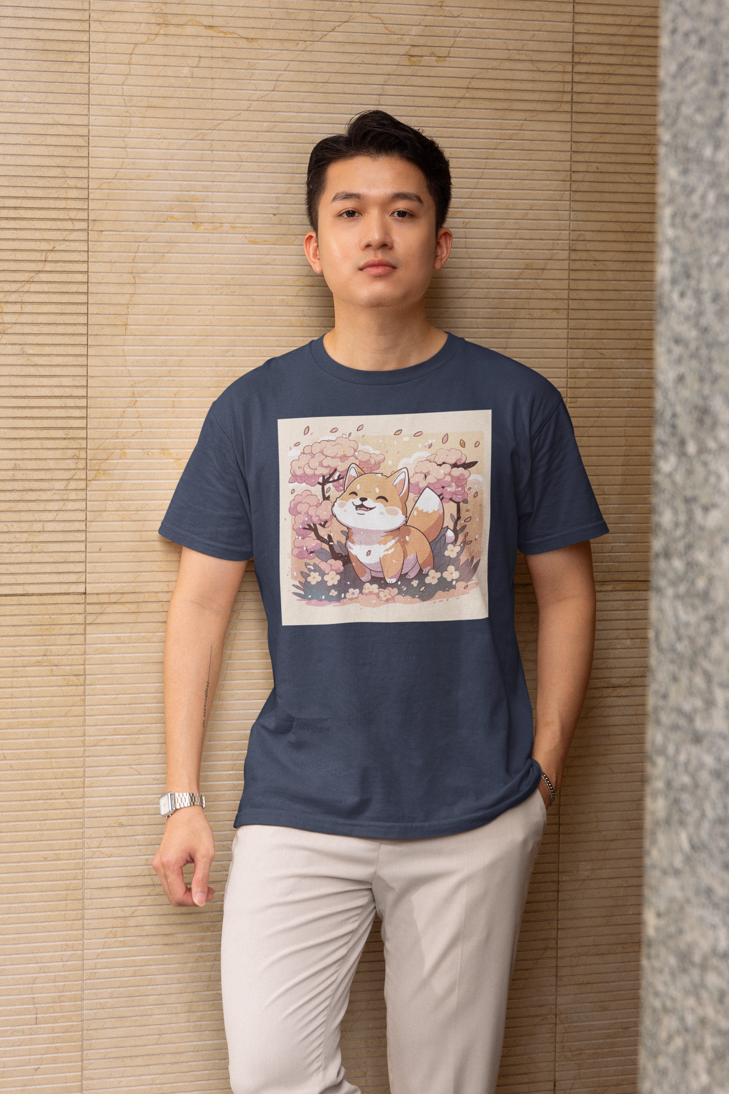 Kawaii Unisex Anime T-shirt - Autumn Shiba Adventure