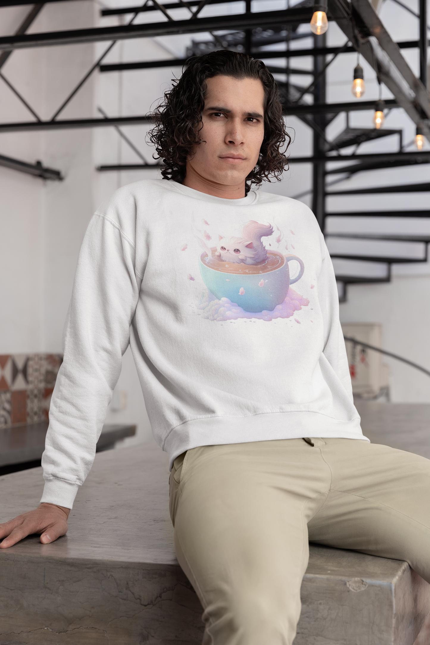 Kawaii Unisex Anime Sweatshirt - Latte Dream Neko