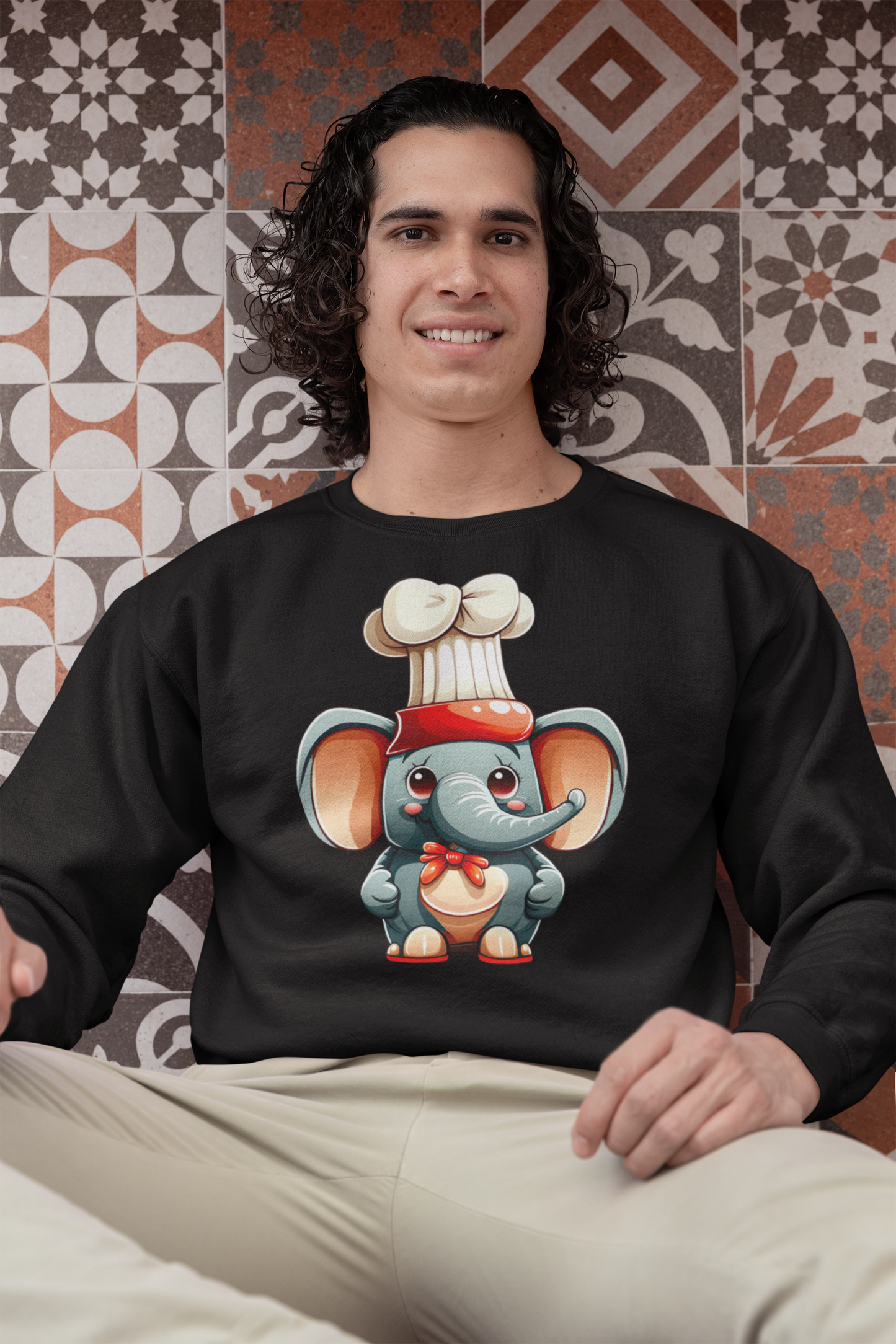 Kawaii Unisex Anime Sweatshirt - Elliot the Baby Elephant Chef