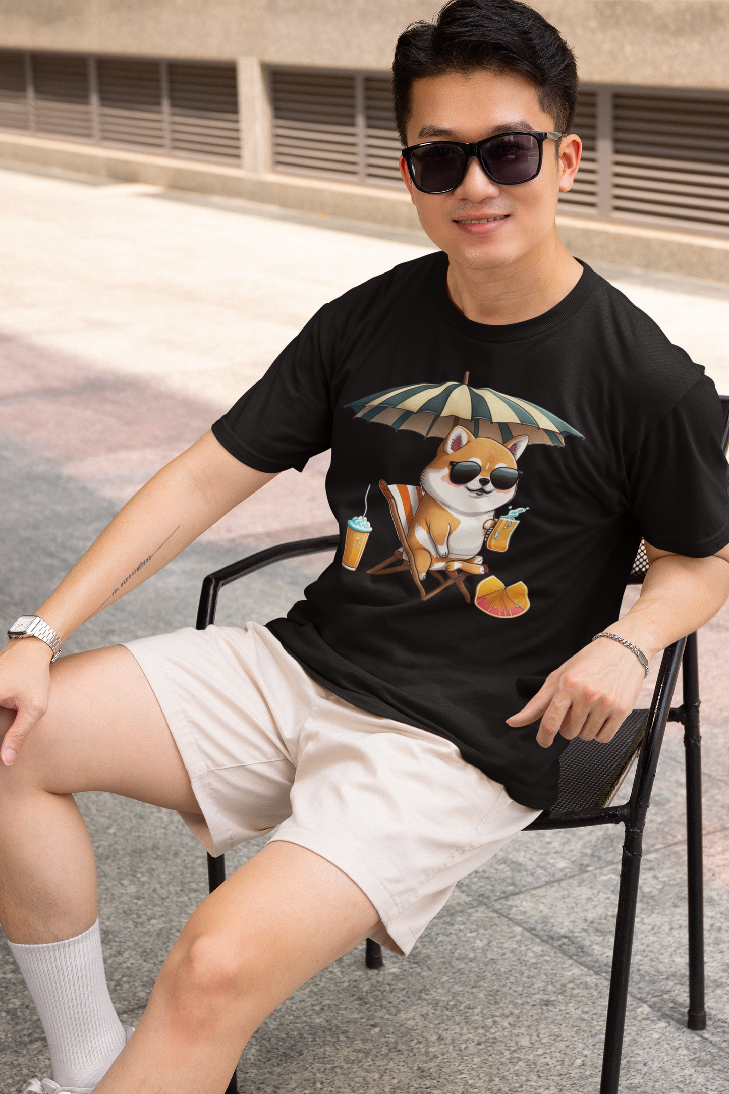 Kawaii Unisex Anime T-shirt - Shiba on the Beach