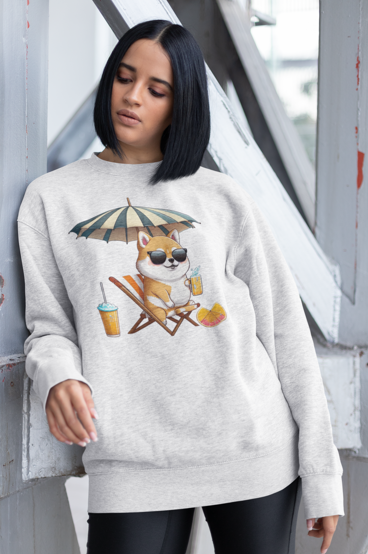 Kawaii Unisex Anime Sweatshirt - Shiba on the Beach