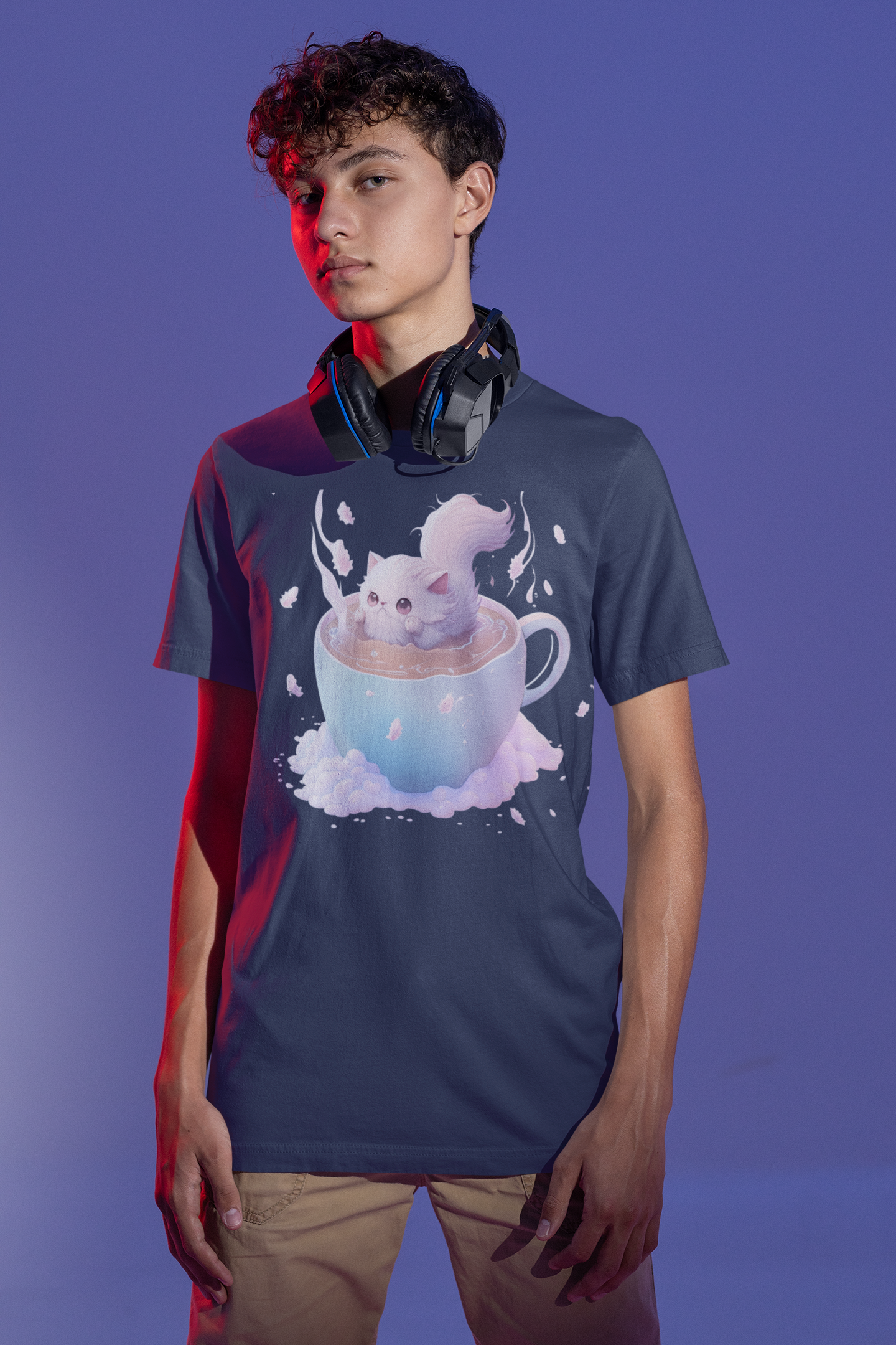 Kawaii Unisex Anime T-shirt - Latte Dream Neko