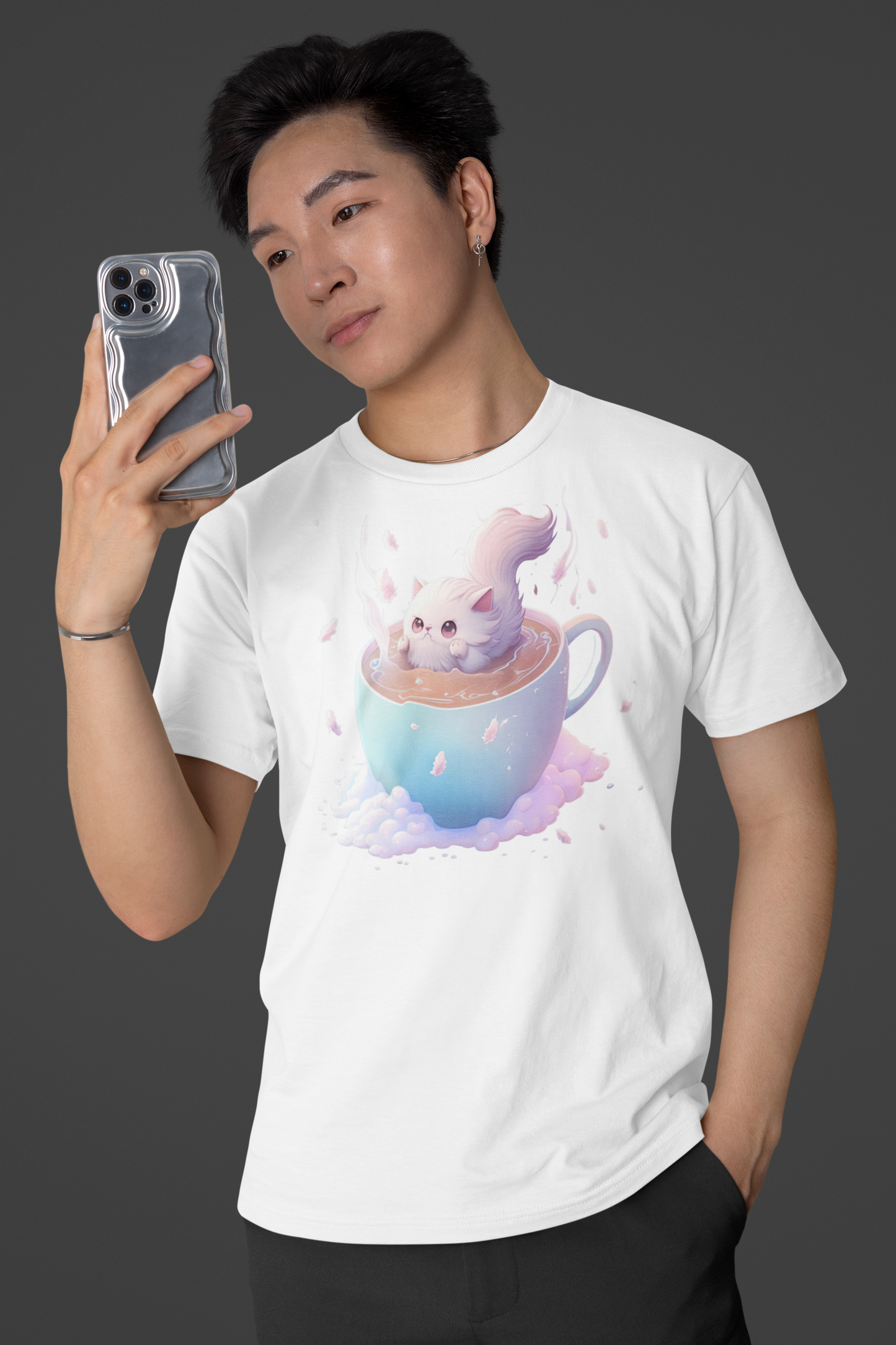 Kawaii Unisex Anime T-shirt - Latte Dream Neko