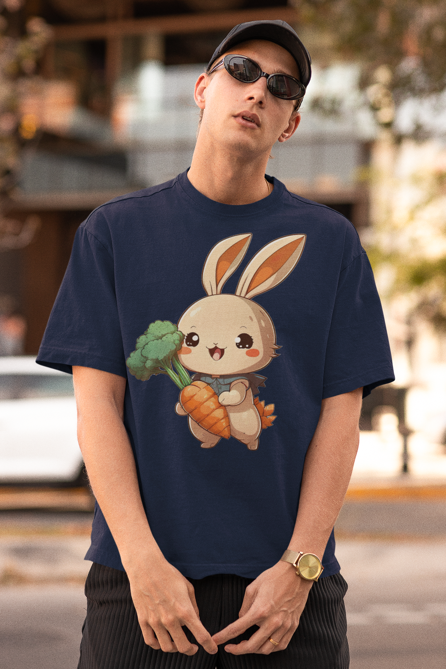 Kawaii Unisex Anime T-shirt - Hoppu the Cute Bunny