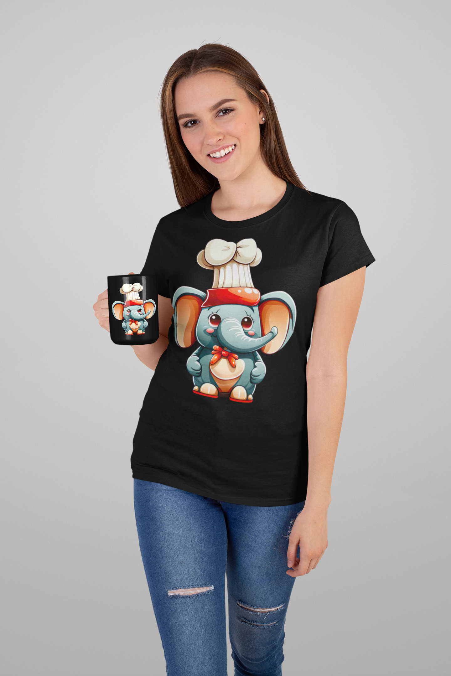 Kawaii Unisex Anime T-shirt - Elliot the Baby Elephant Chef