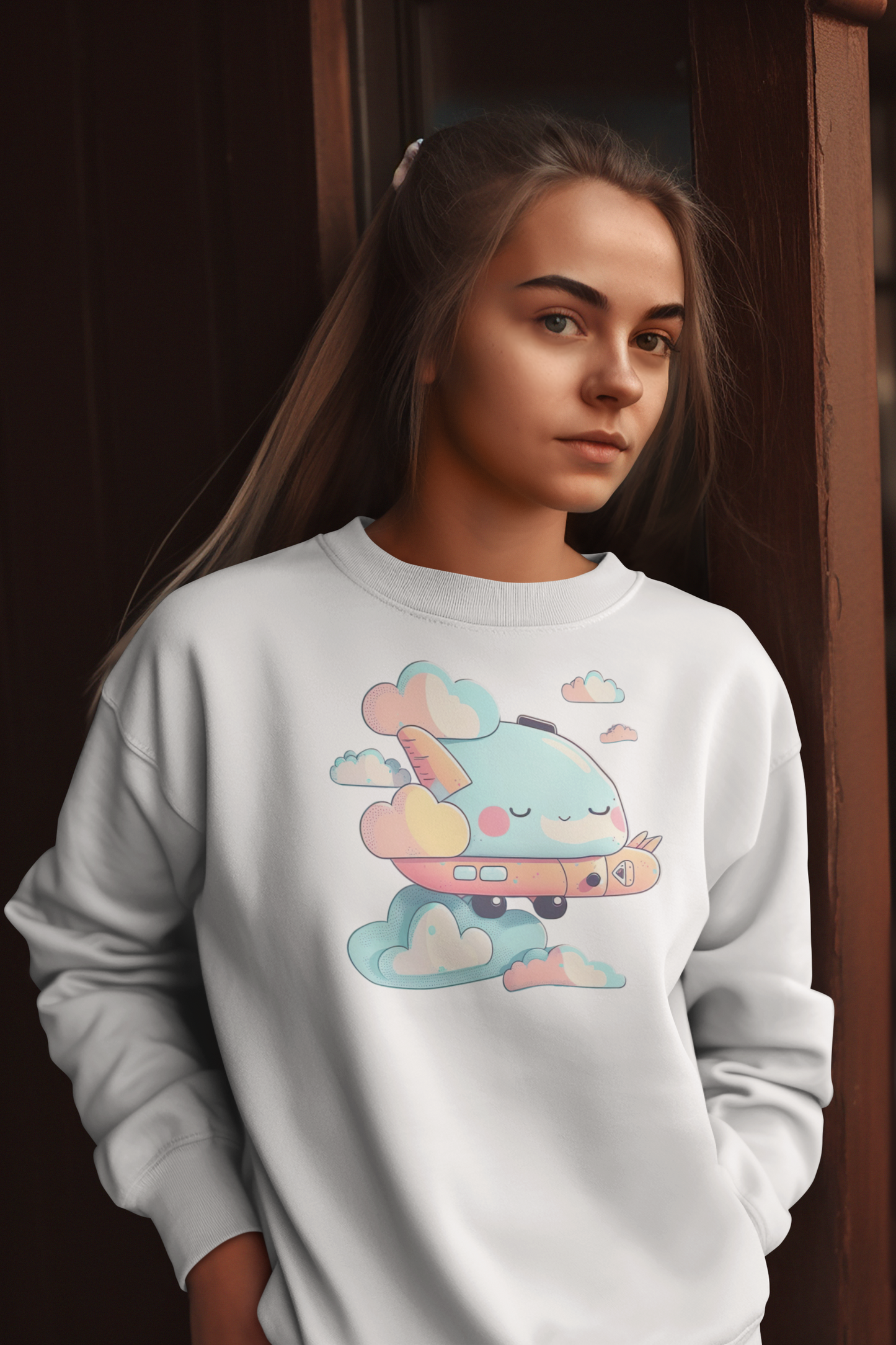 Kawaii Unisex Anime Sweatshirt - Sora-kun the Dreamy Sky Wanderer