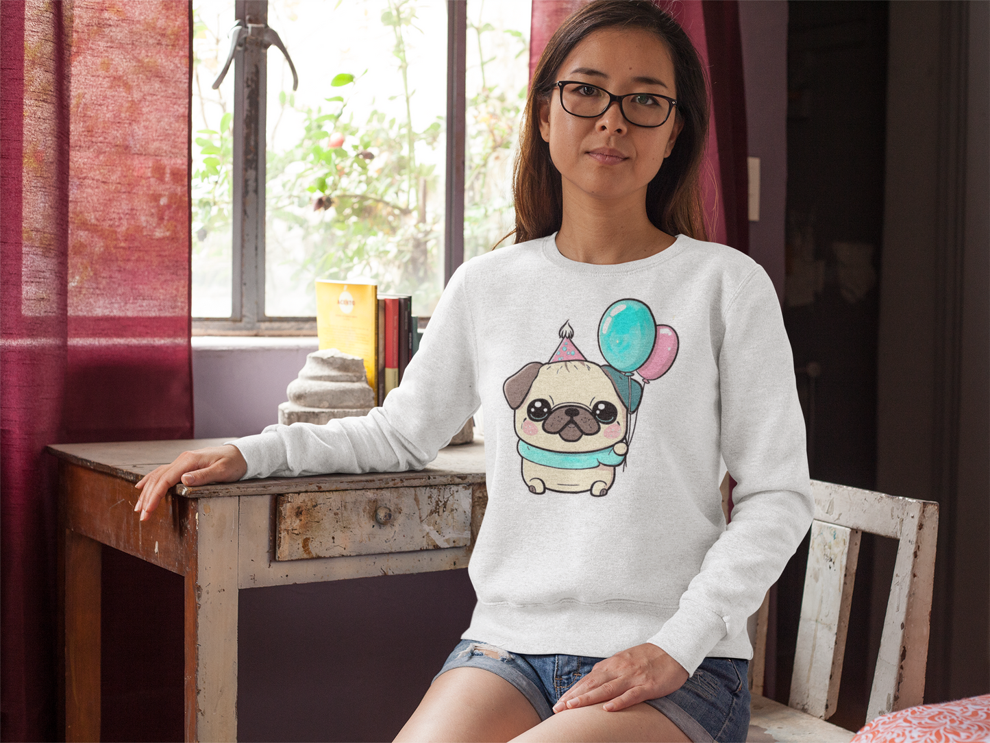 Kawaii Unisex Anime Sweatshirt - Tanpopo the Pug