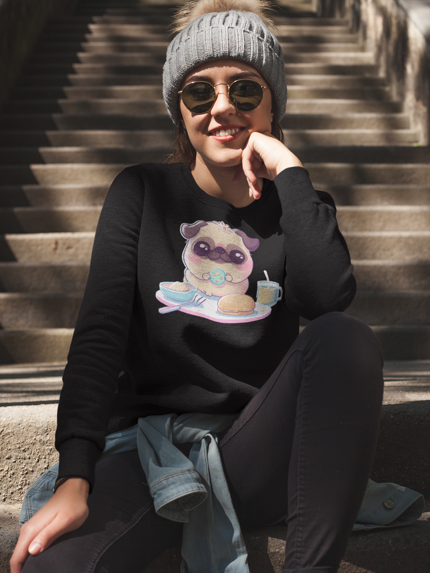 Kawaii Unisex Anime Sweatshirt - Mochi The Pug