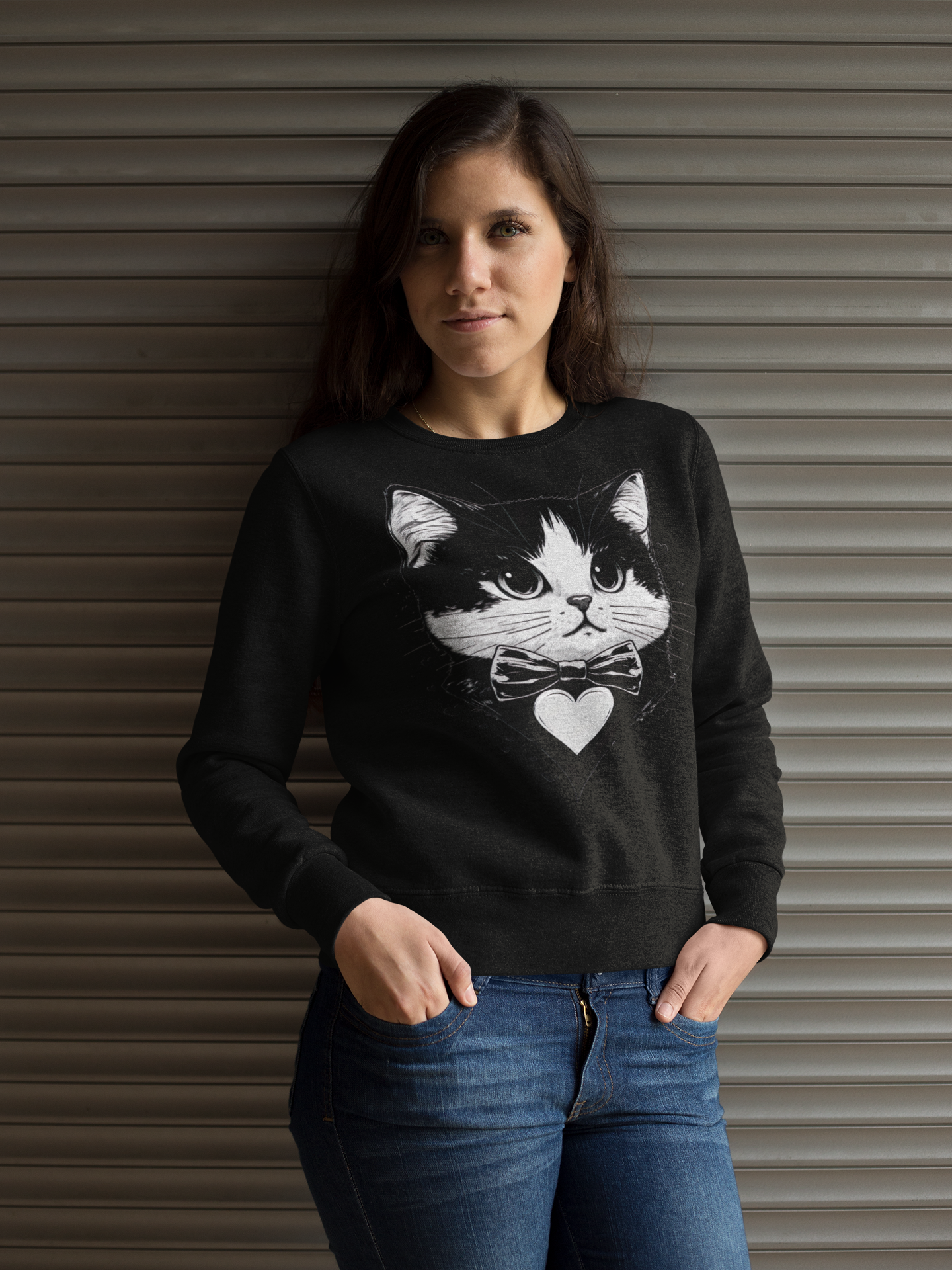 Kawaii Unisex Anime Sweatshirt – Purrington the Gentleman Cat