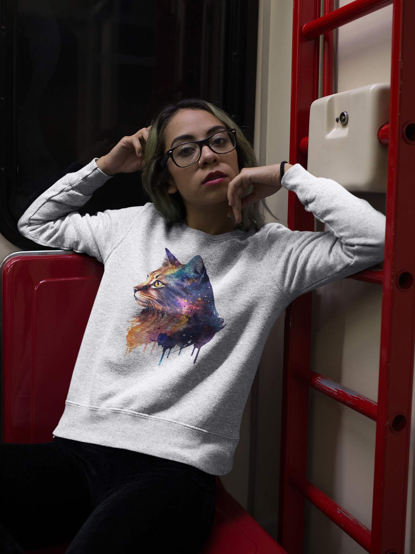 Kawaii Unisex Anime Sweatshirt - Colorful Cat