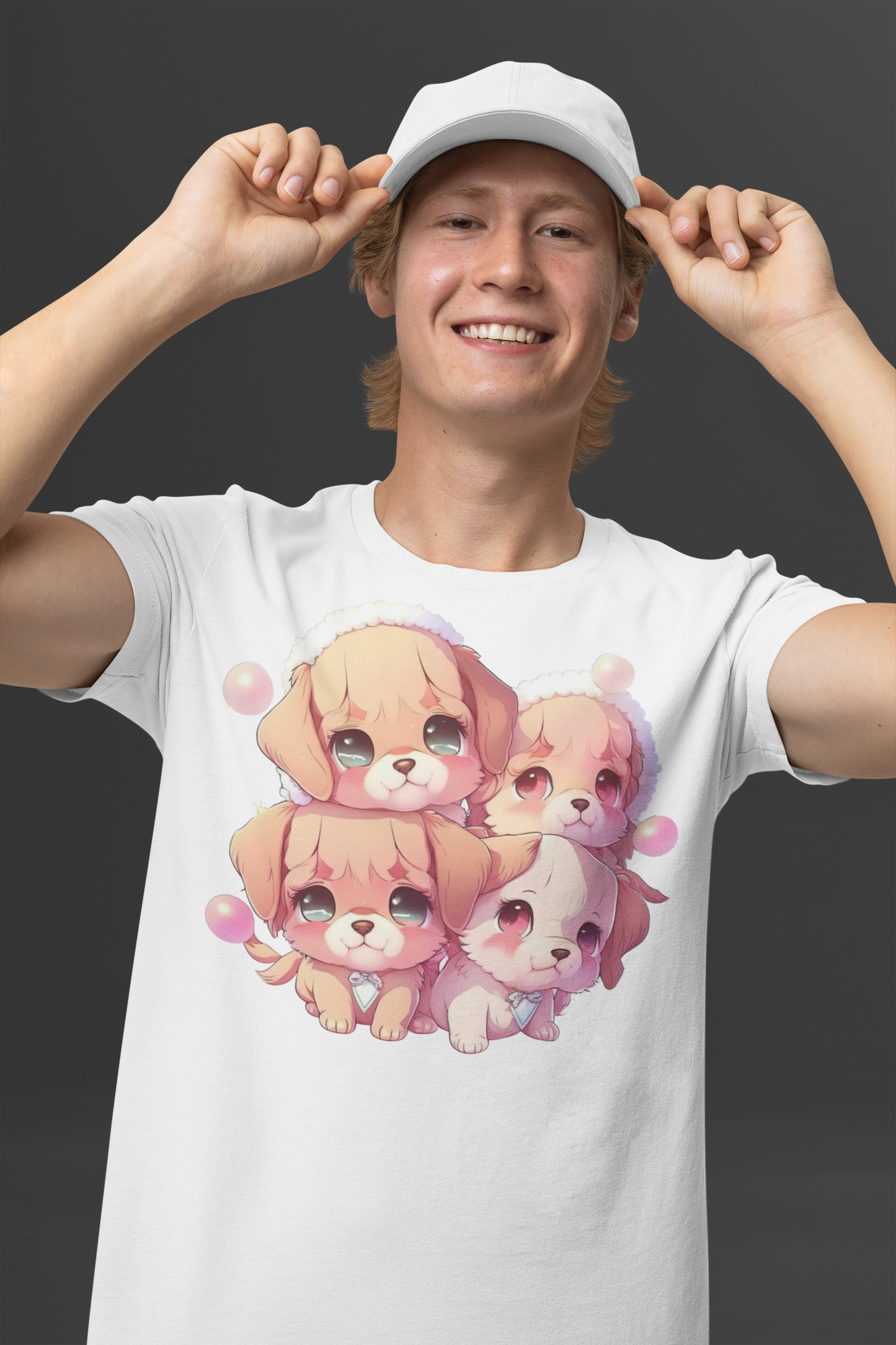 Kawaii Unisex Anime T-shirt - Best Wishes Puppies