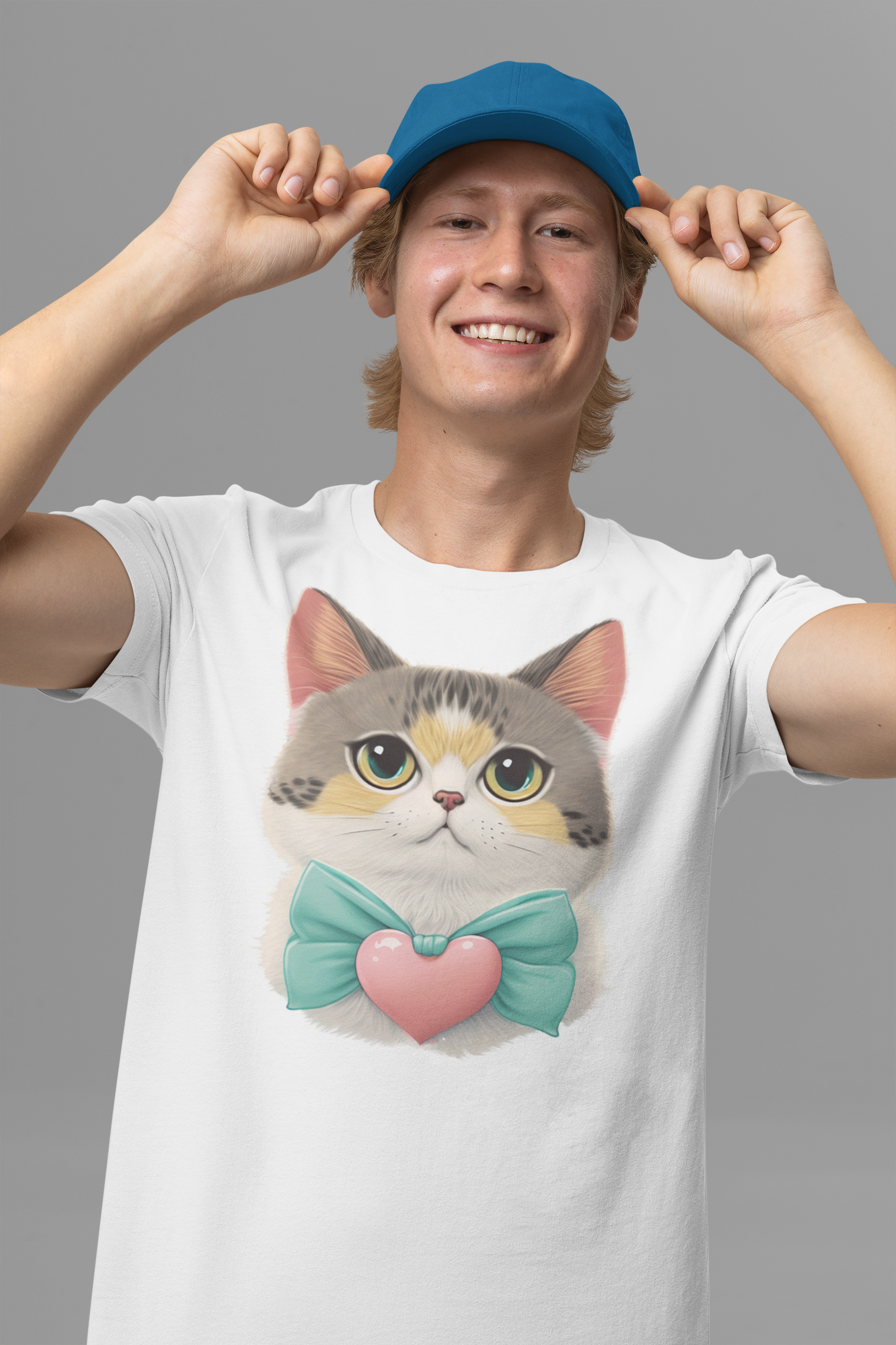 Kawaii Unisex Anime T-shirt - Oliver the Loving Cat