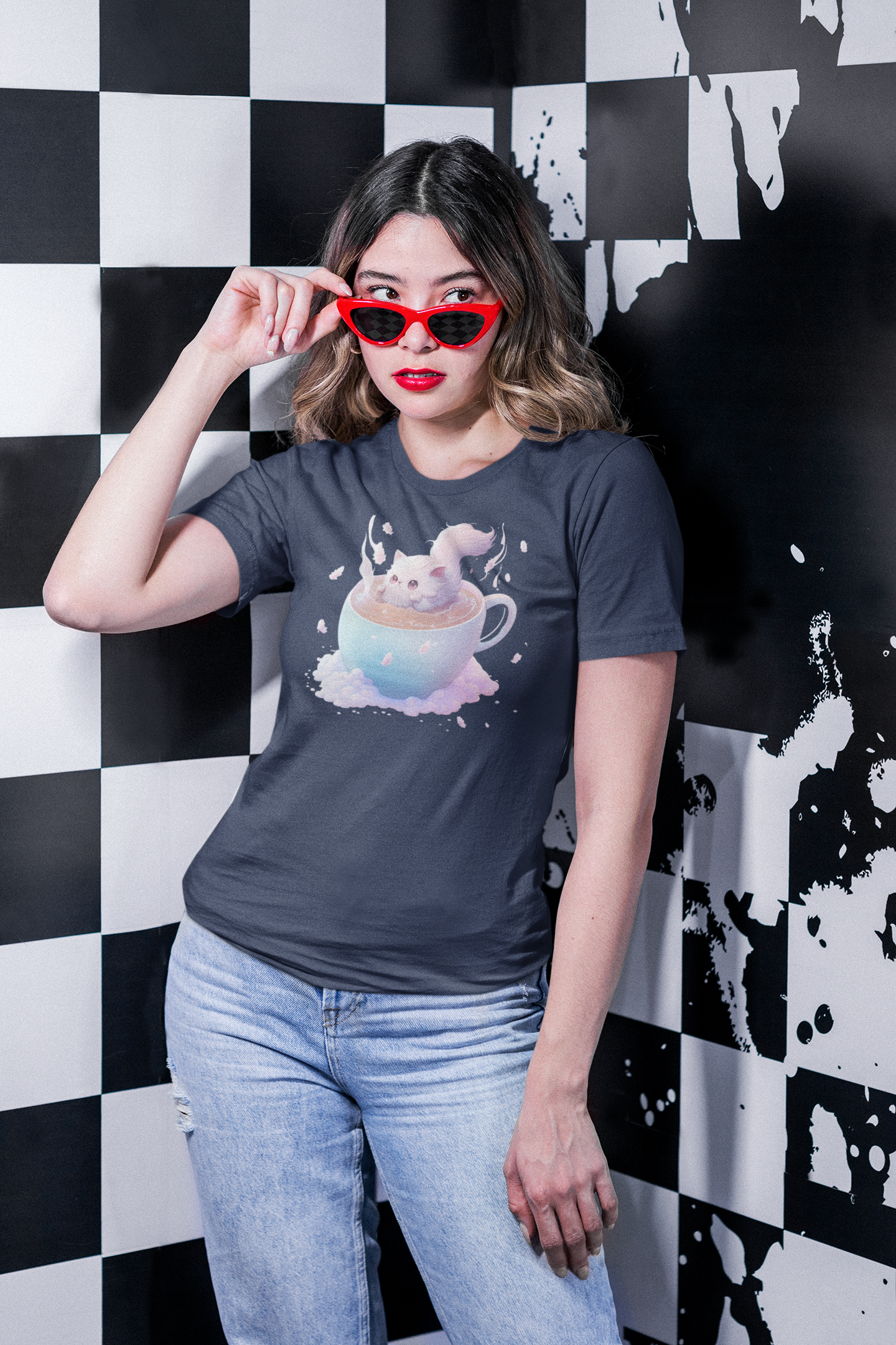 Kawaii Unisex Anime T-shirt - Latte Dream Neko