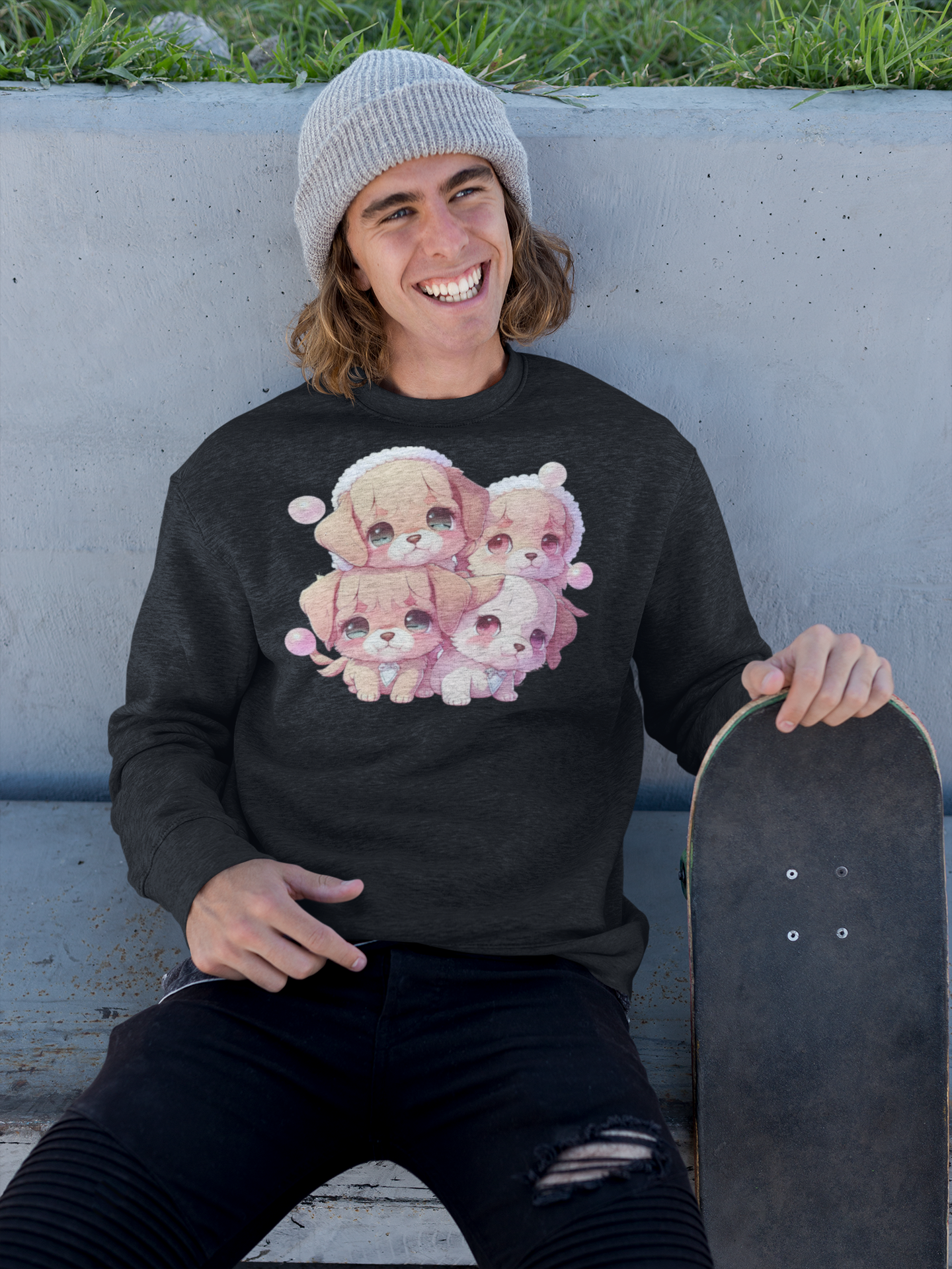 Kawaii Unisex Anime Sweatshirt - Best Wishes Puppies