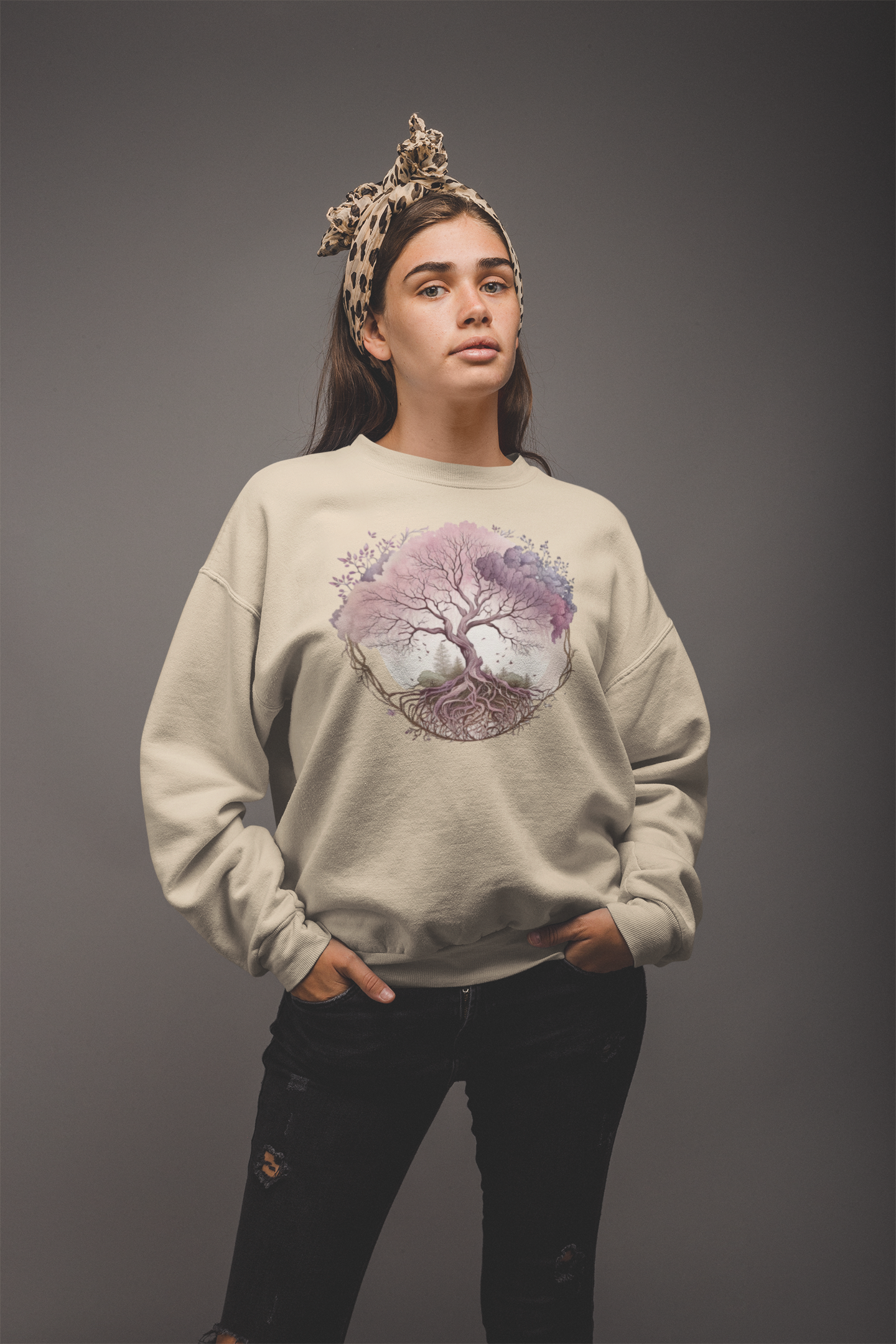 Kawaii Unisex Anime Sweatshirt - Pink tree