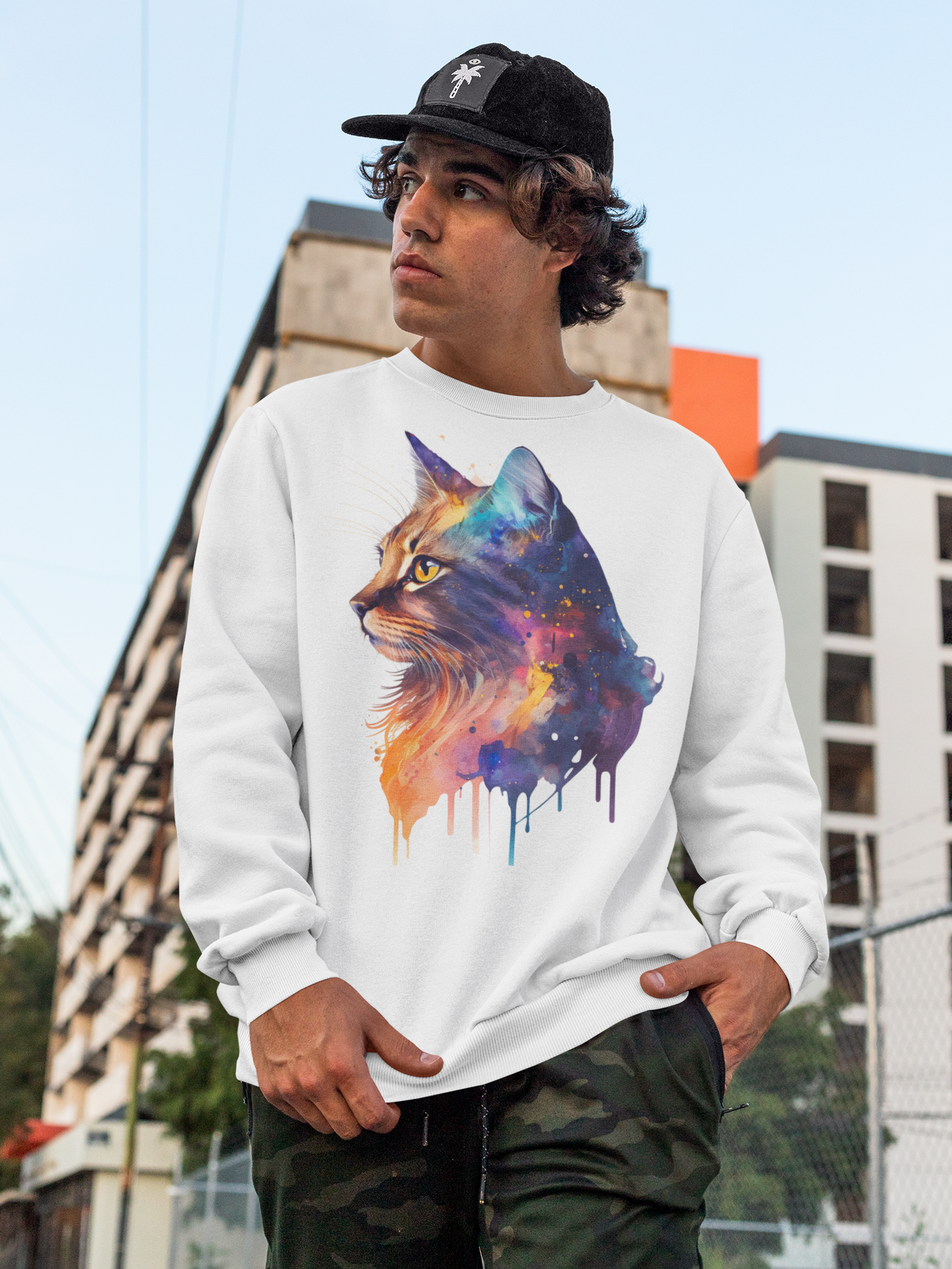 Kawaii Unisex Anime Sweatshirt - Colorful Cat