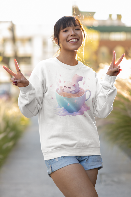 Kawaii Unisex Anime Sweatshirt - Latte Dream Neko