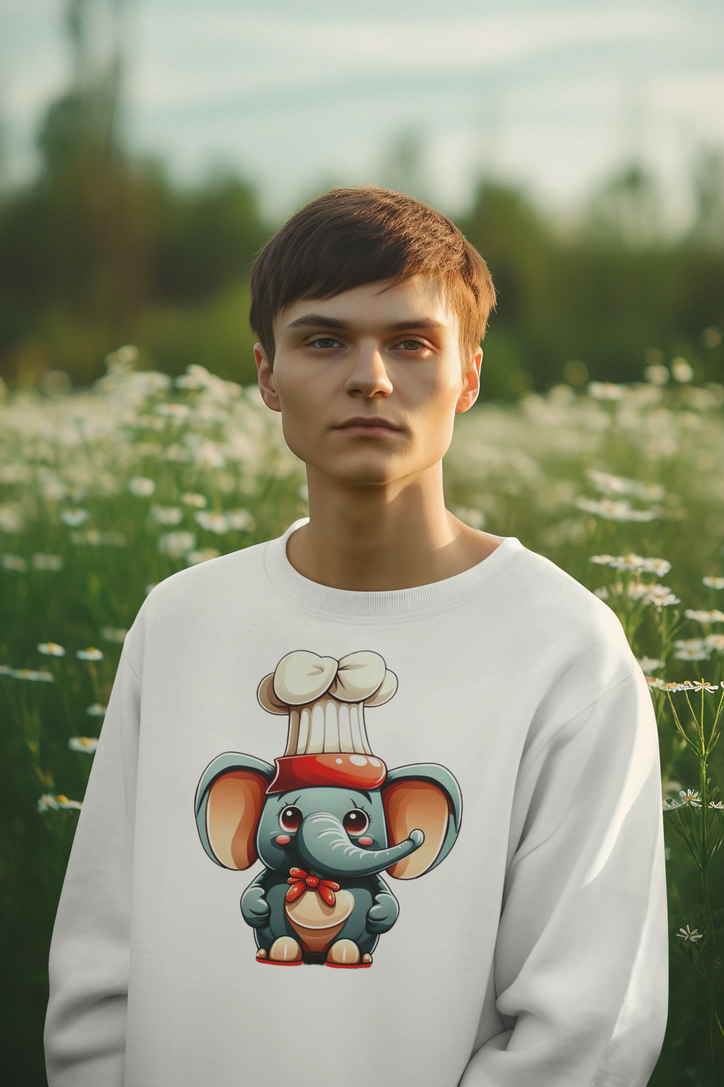 Kawaii Unisex Anime Sweatshirt - Elliot the Baby Elephant Chef