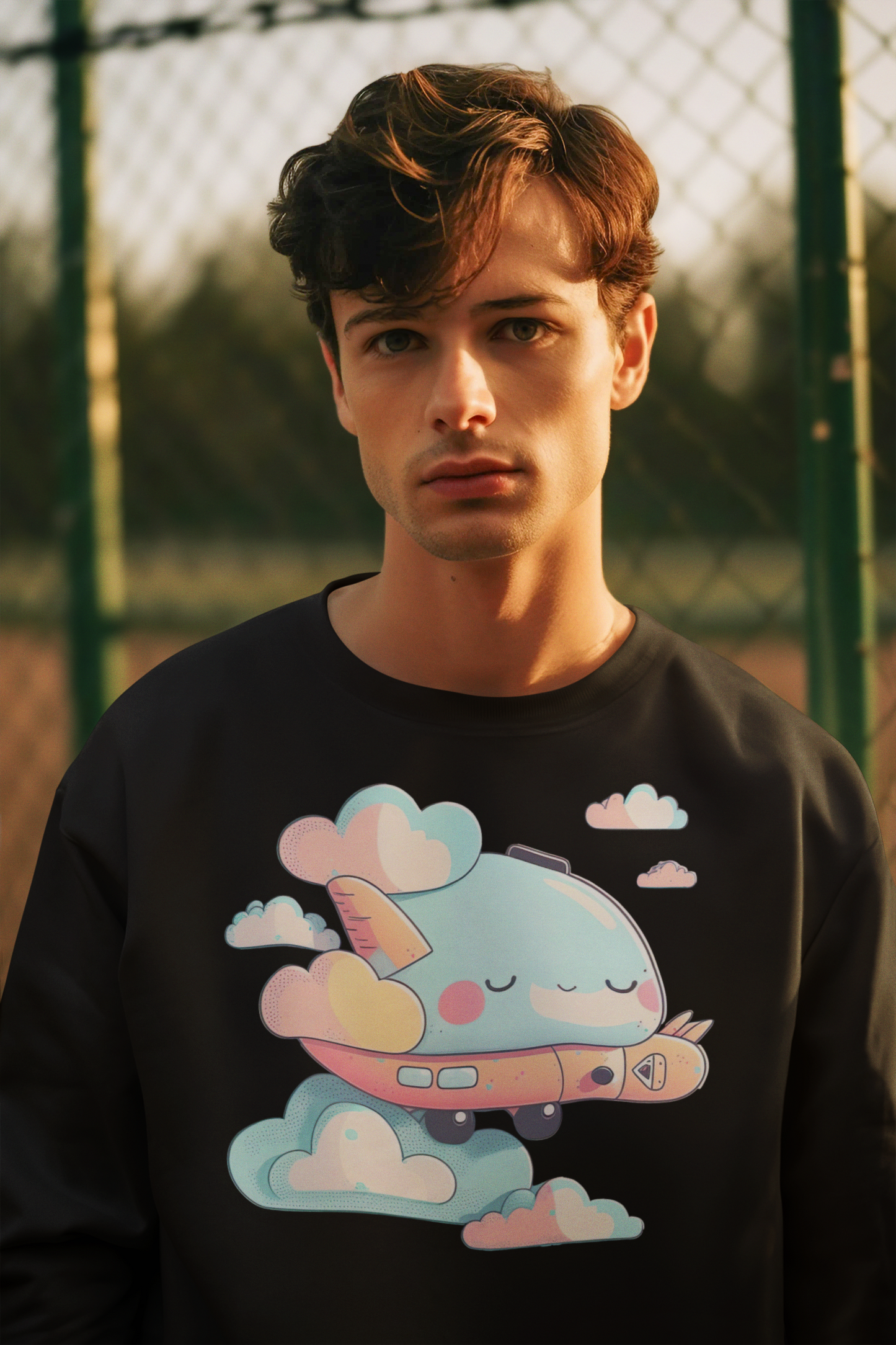 Kawaii Unisex Anime Sweatshirt - Sora-kun the Dreamy Sky Wanderer