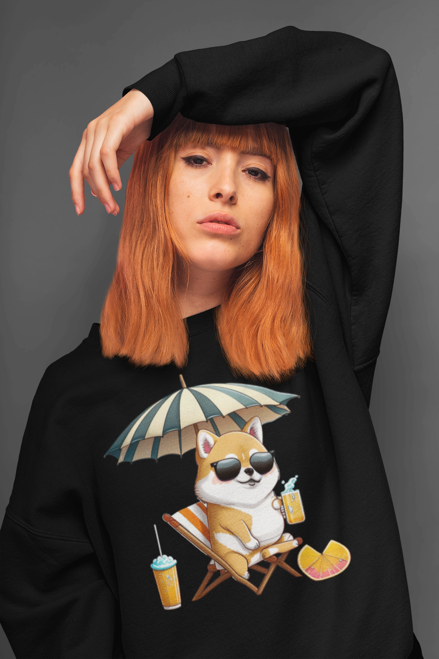 Kawaii Unisex Anime Sweatshirt - Shiba on the Beach