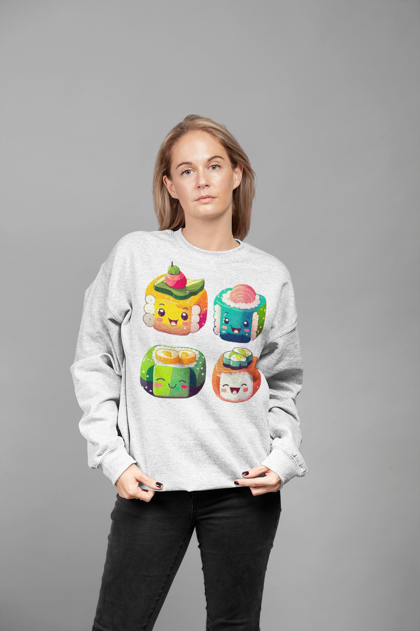 Kawaii Unisex Anime Sweatshirt - Sushi Time!