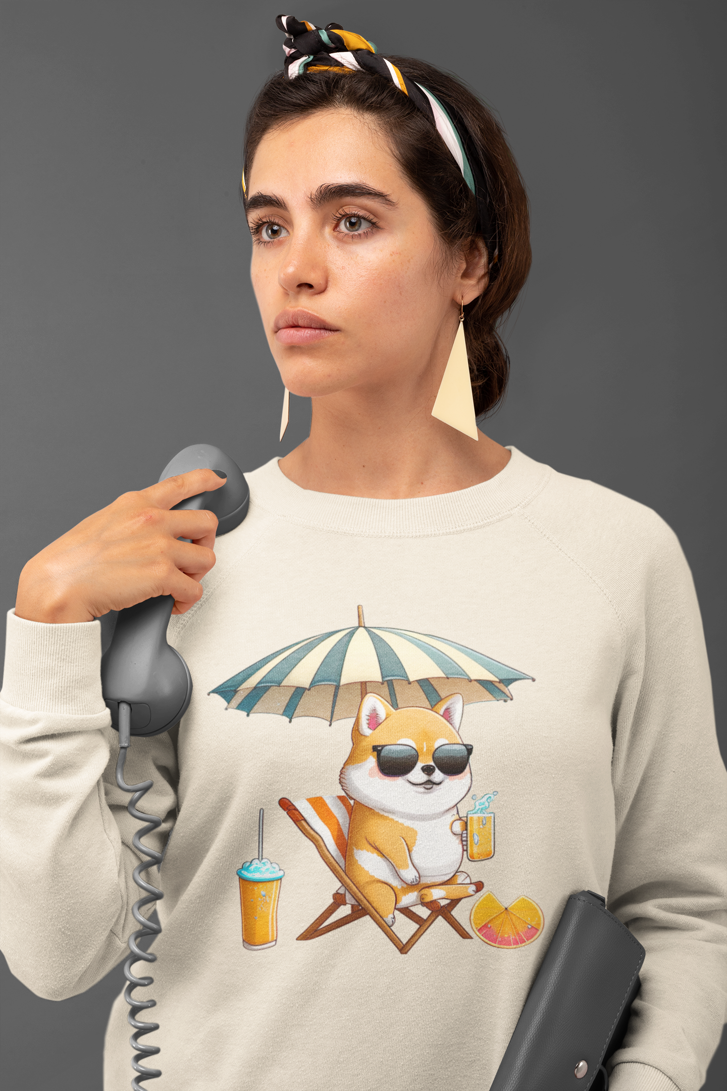 Kawaii Unisex Anime Sweatshirt - Shiba on the Beach