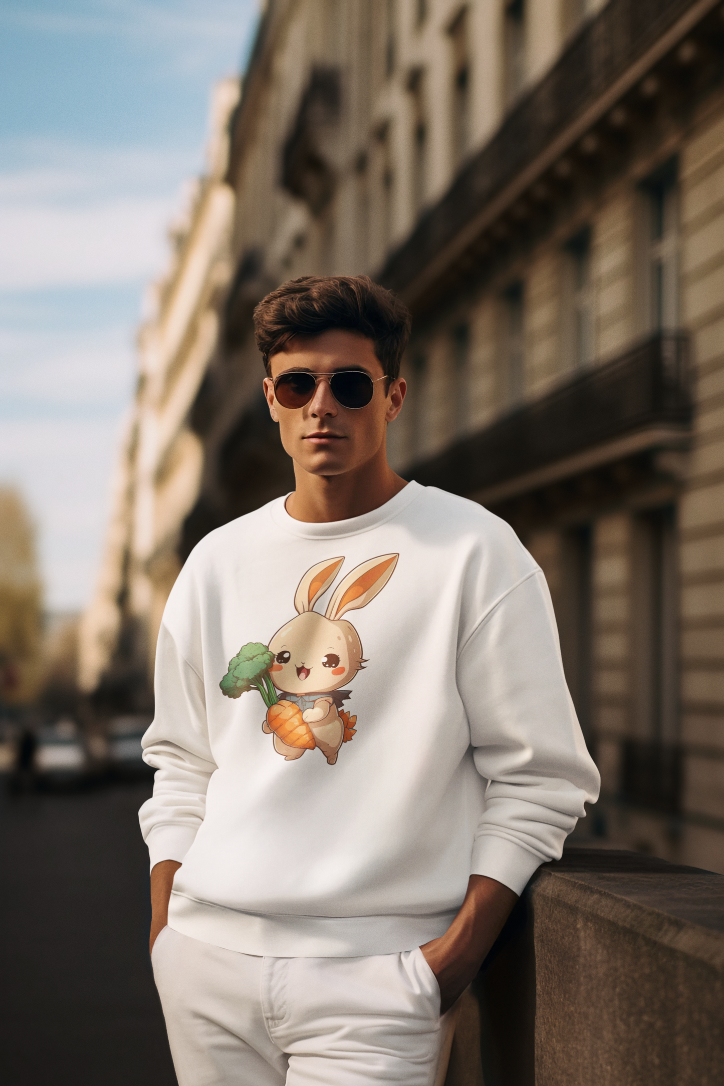 Kawaii Unisex Anime Sweatshirt - Hoppu the Cute Bunny