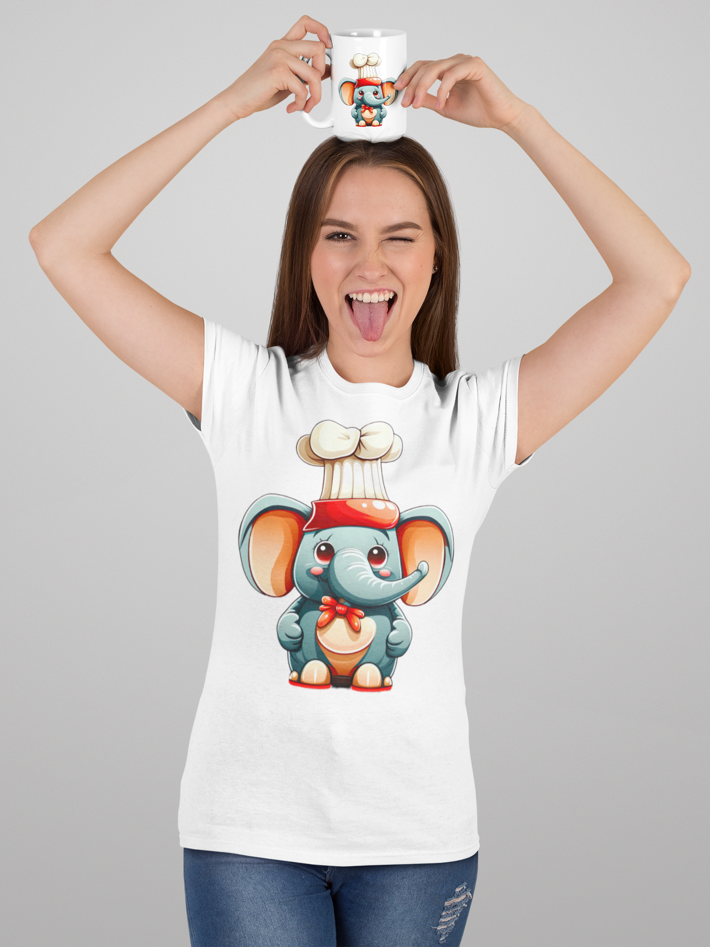 Kawaii Unisex Anime T-shirt - Elliot the Baby Elephant Chef