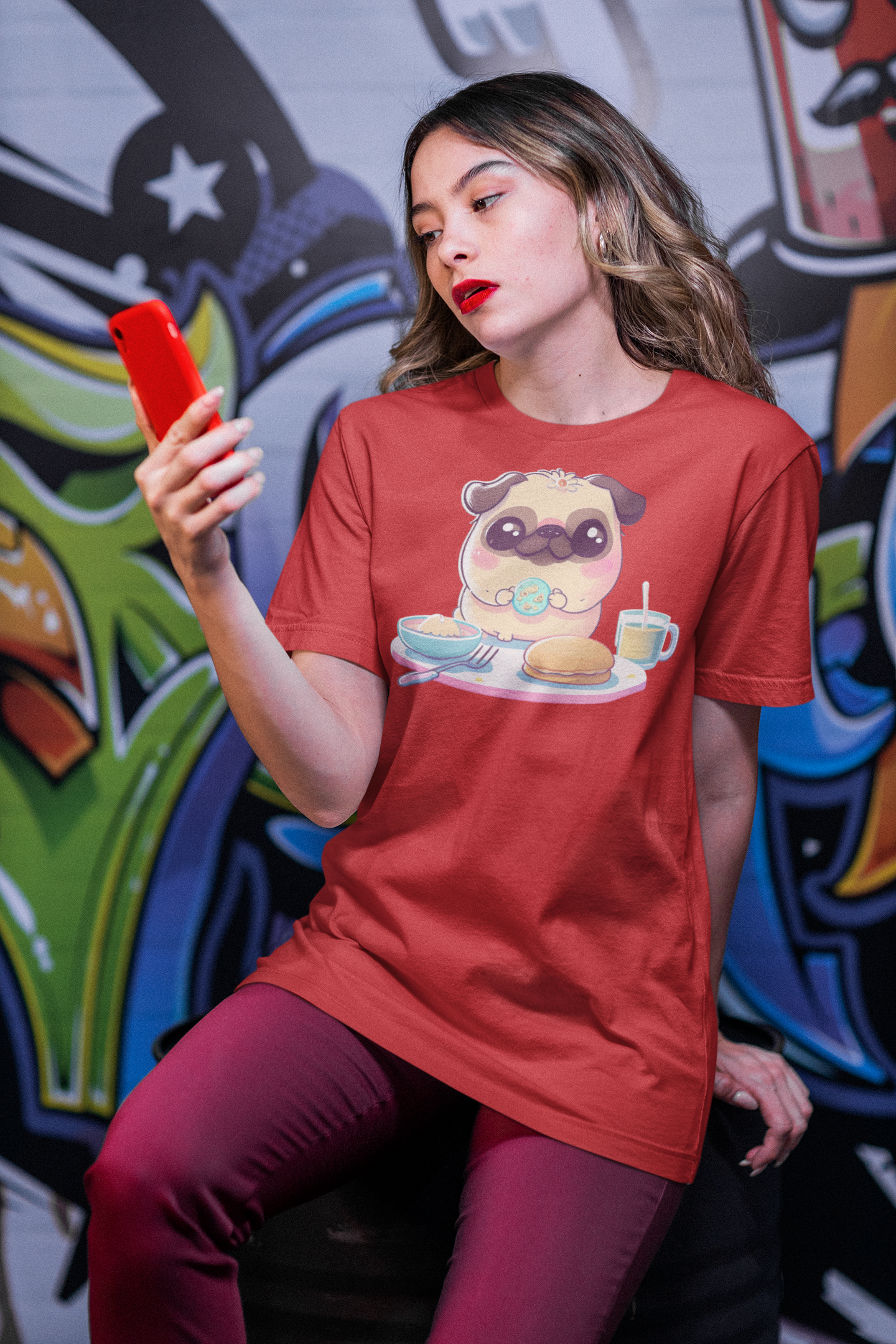 Kawaii Unisex Anime T-shirt - Mochi The Pug