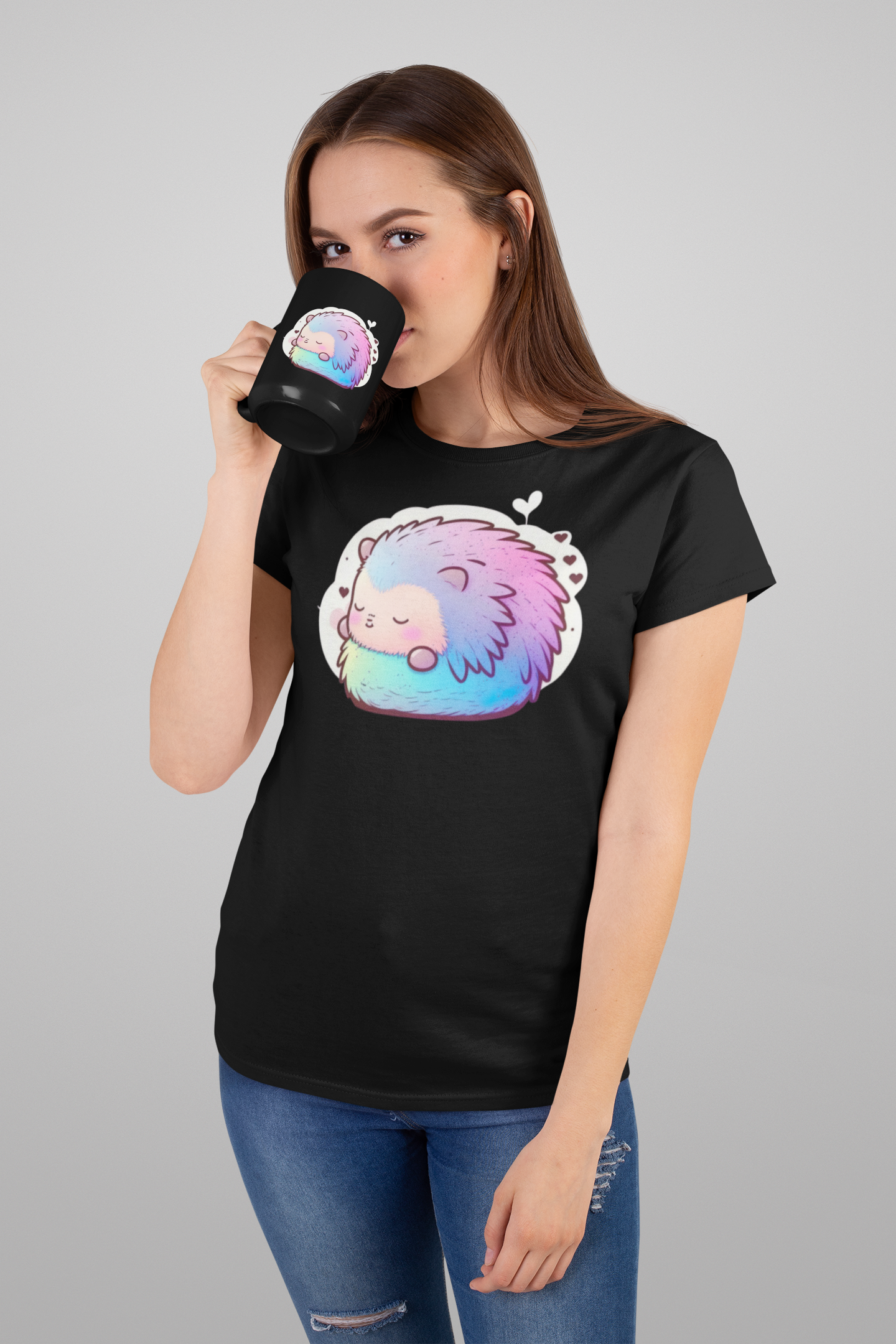 Kawaii Unisex Anime T-shirt - Oyasumi Harinezumi