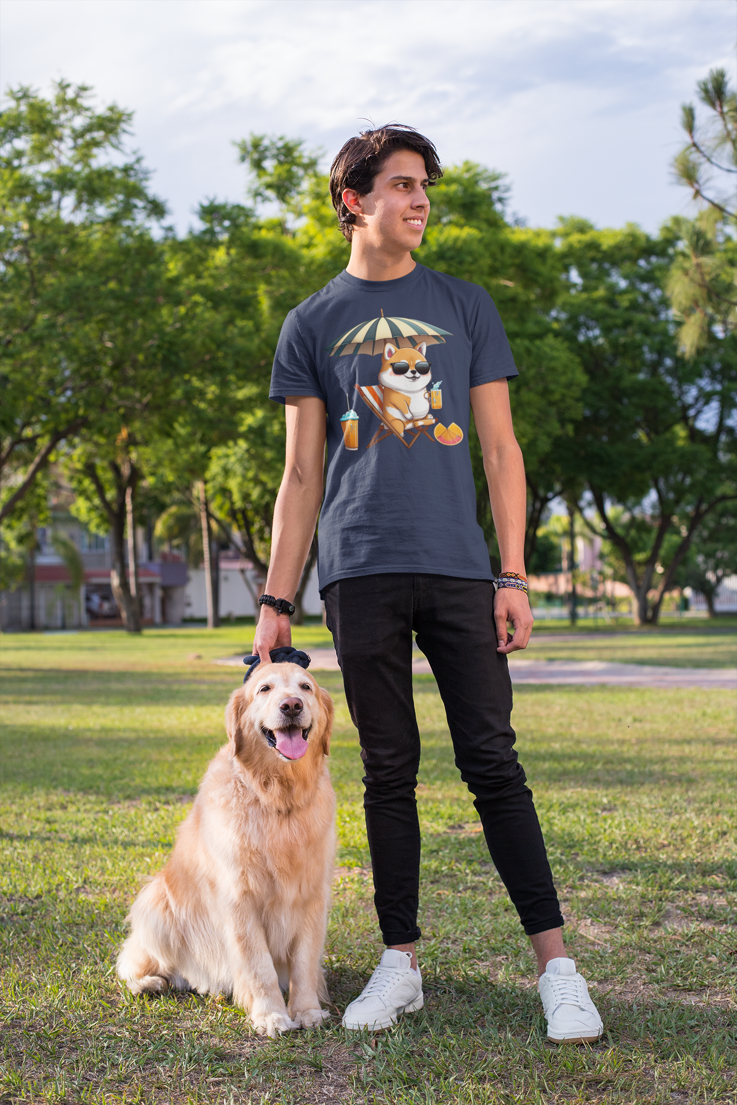 Kawaii Unisex Anime T-shirt - Shiba on the Beach