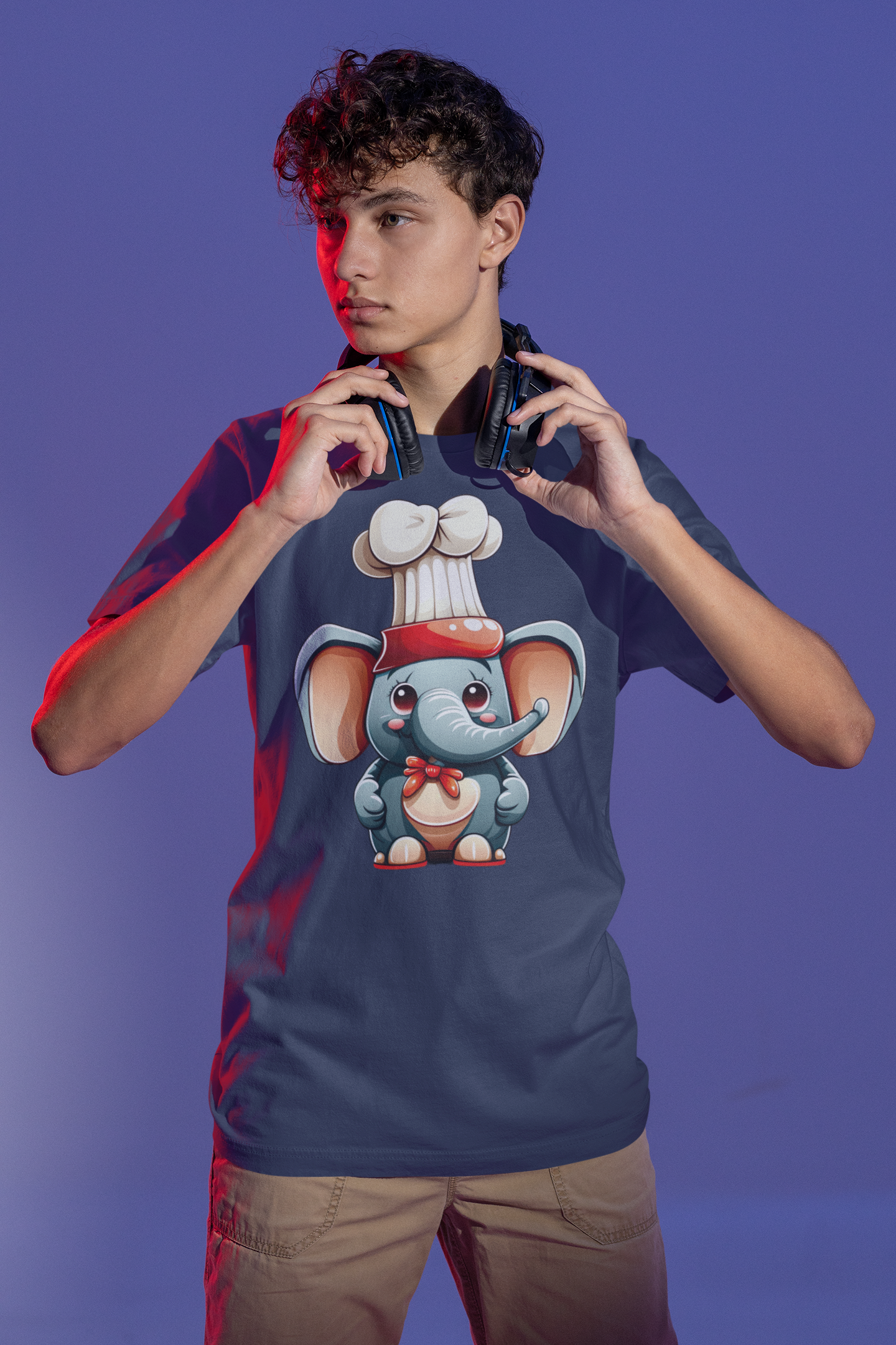 Kawaii Unisex Anime T-shirt - Elliot the Baby Elephant Chef