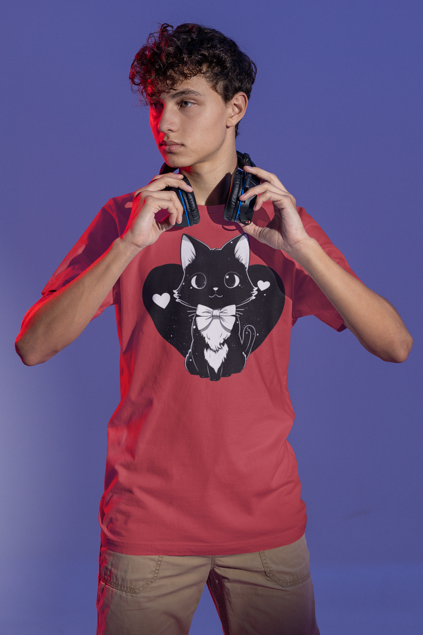 Kawaii Unisex Anime T-shirt - Mitsuki the Gentle Heart Cat