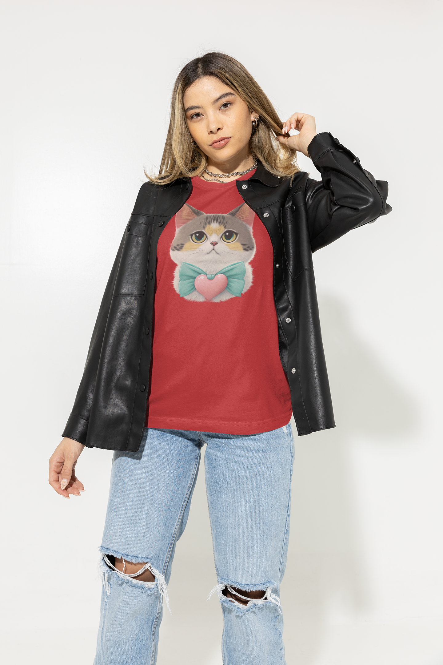 Kawaii Unisex Anime T-shirt - Oliver the Loving Cat