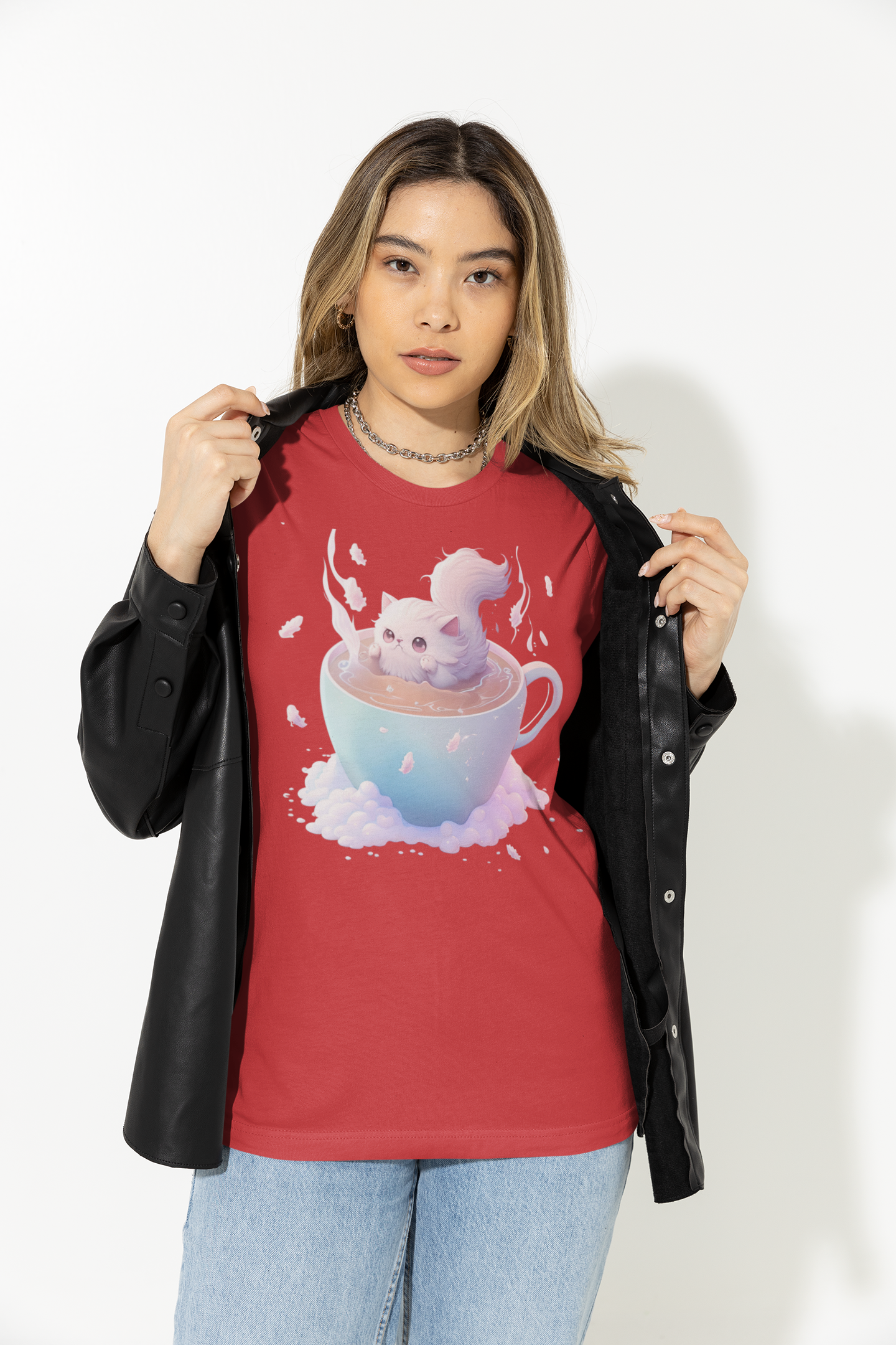 Kawaii Unisex Anime T-shirt - Latte Dream Neko