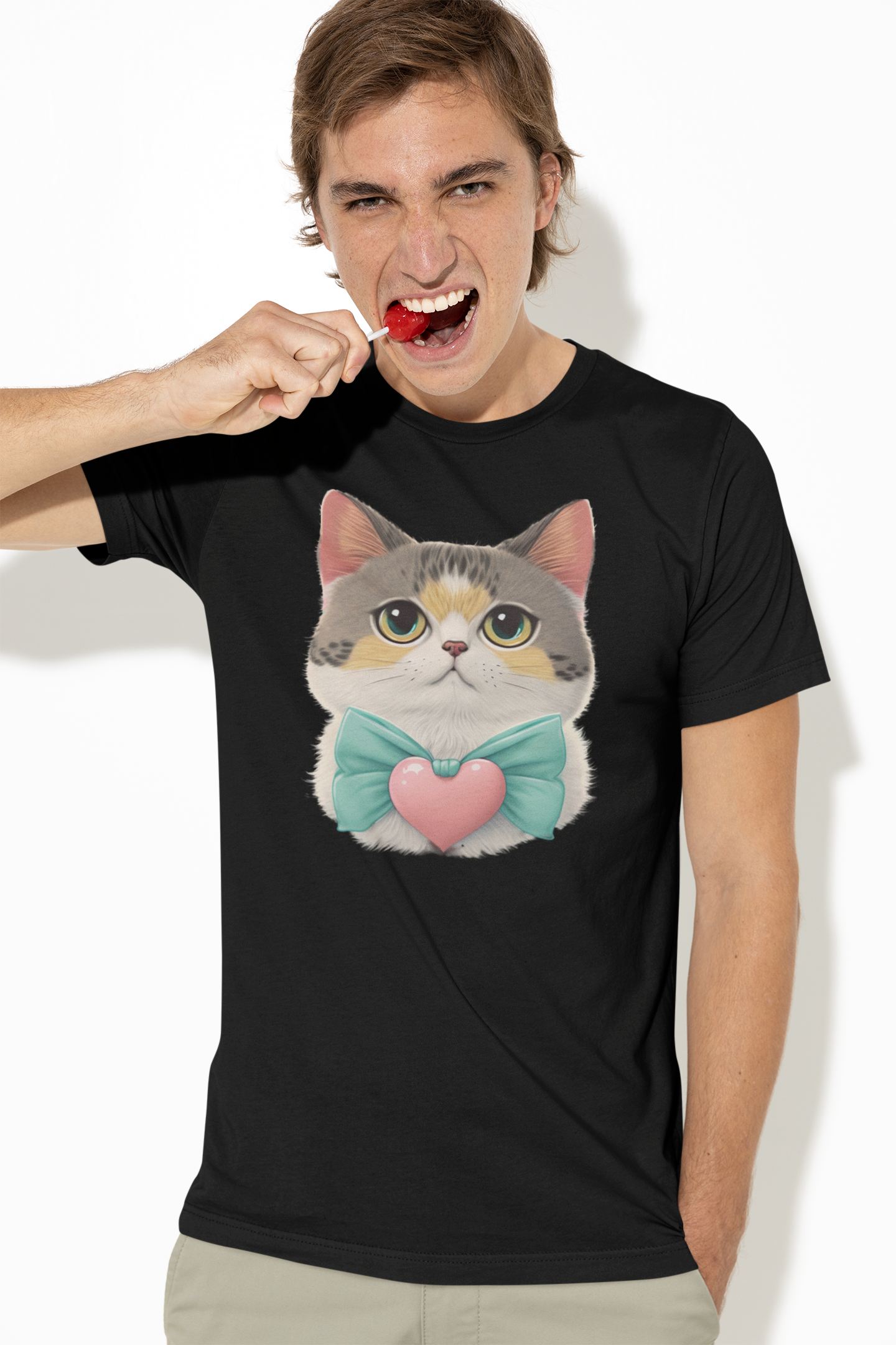 Kawaii Unisex Anime T-shirt - Oliver the Loving Cat